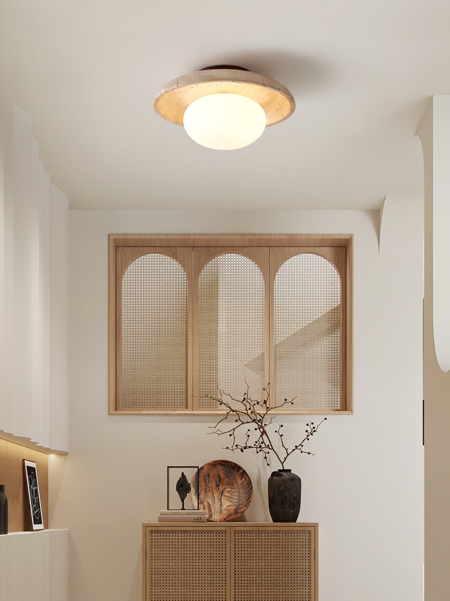 Cataliel Minimalist Travertine Ceiling Light - Blowlighting