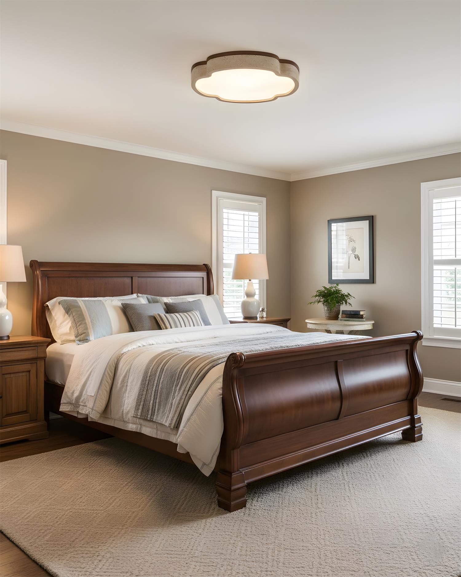 Lunet Minimalist Travertine Ceiling Light