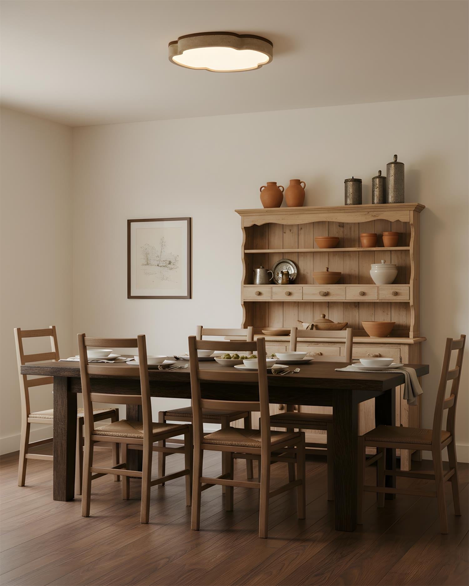 Lunet Minimalist Travertine Ceiling Light