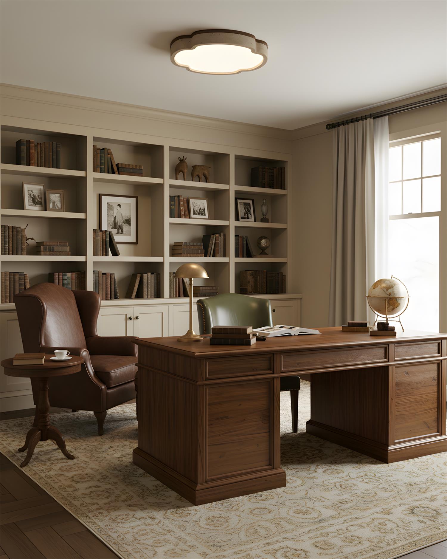 Lunet Minimalist Travertine Ceiling Light