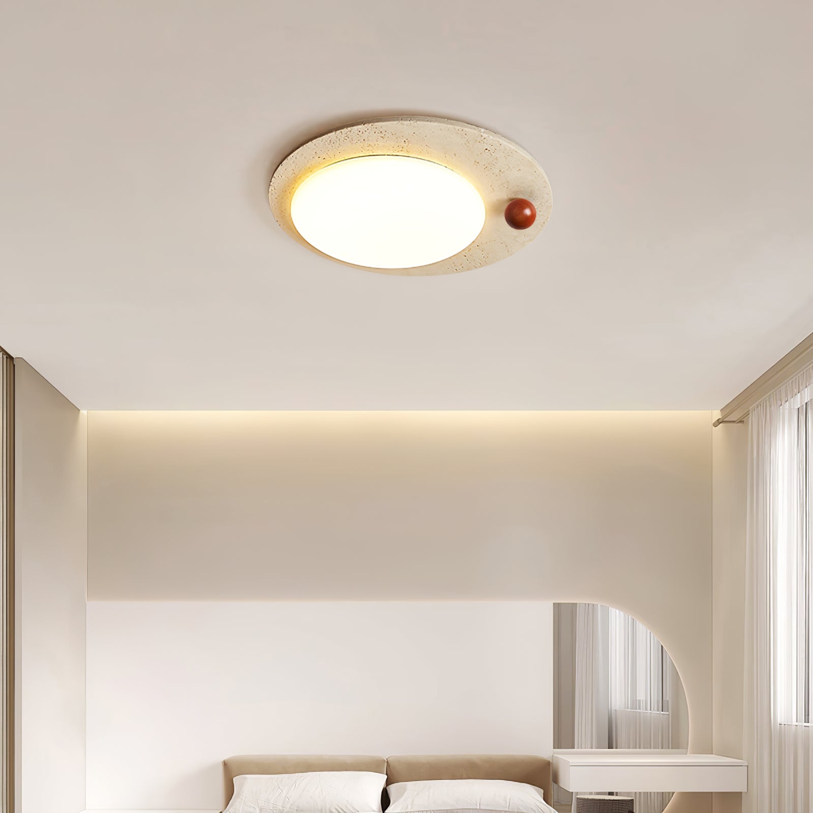 Circular Travertine Ceiling Light - Blowlighting