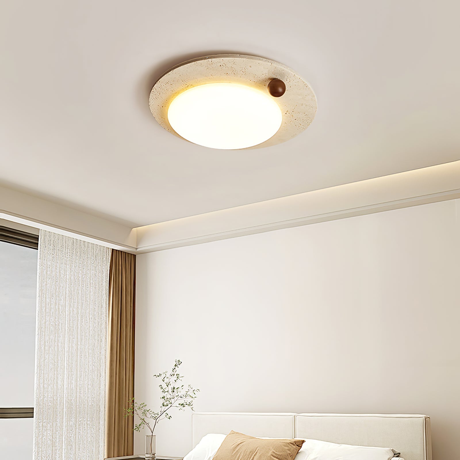 Circular Travertine Ceiling Light - Blowlighting