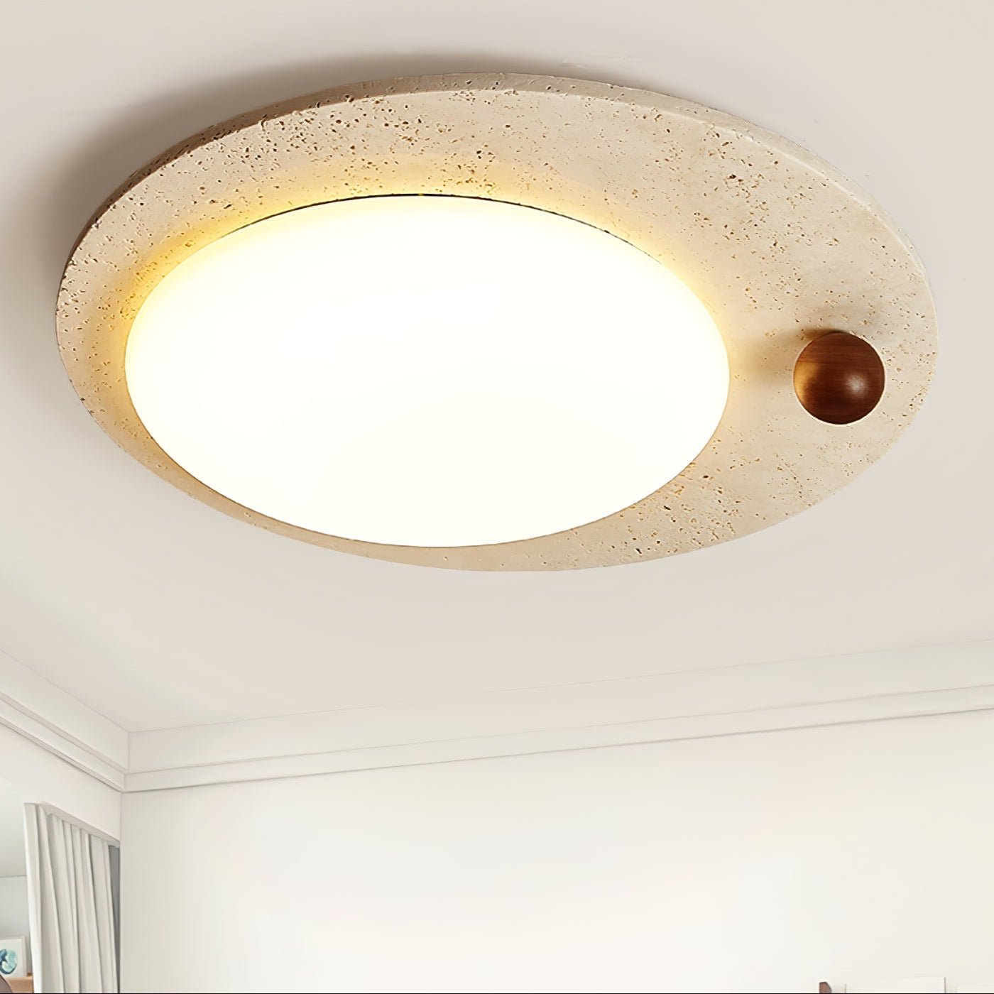 Circular Travertine Ceiling Light - Blowlighting