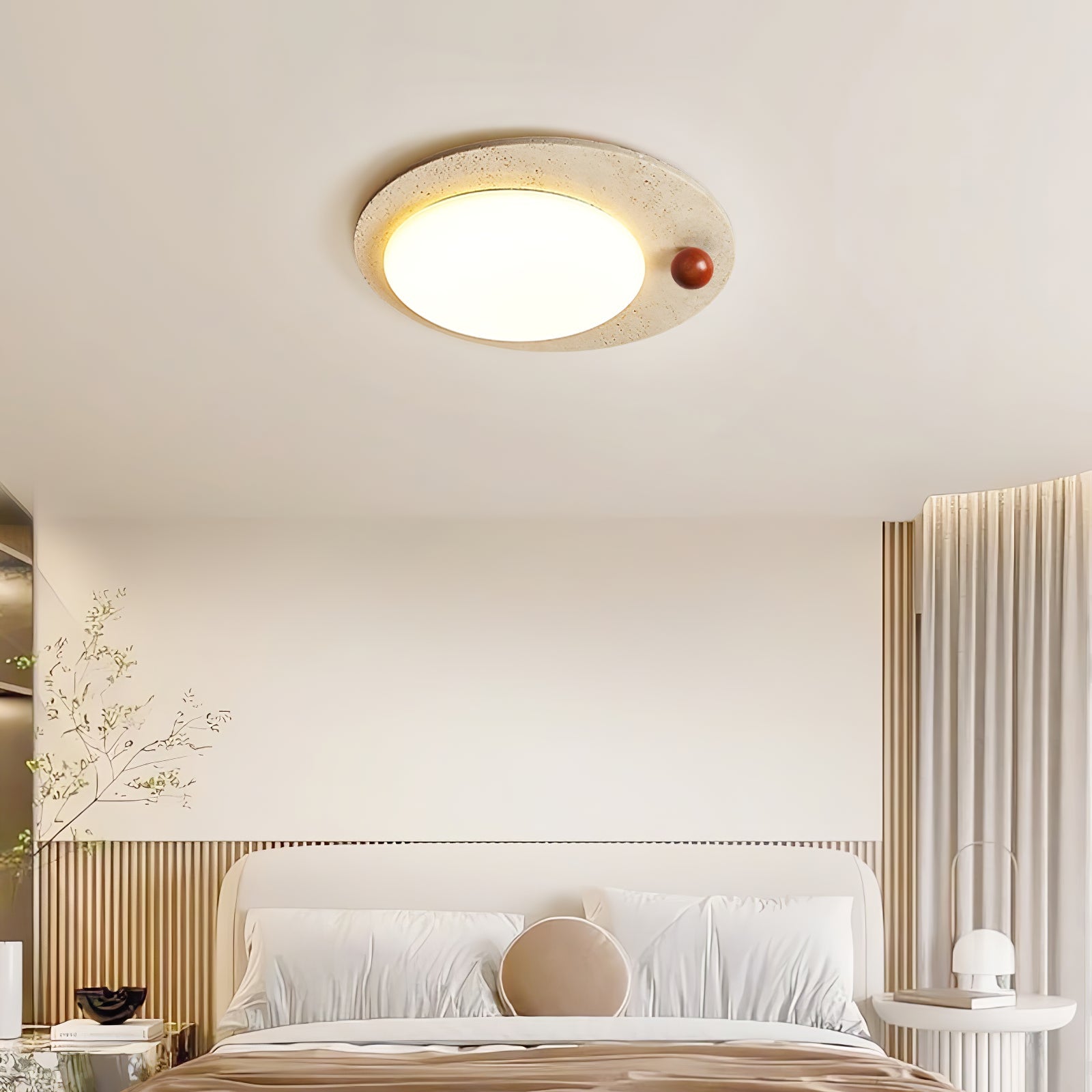 Circular Travertine Ceiling Light - Blowlighting