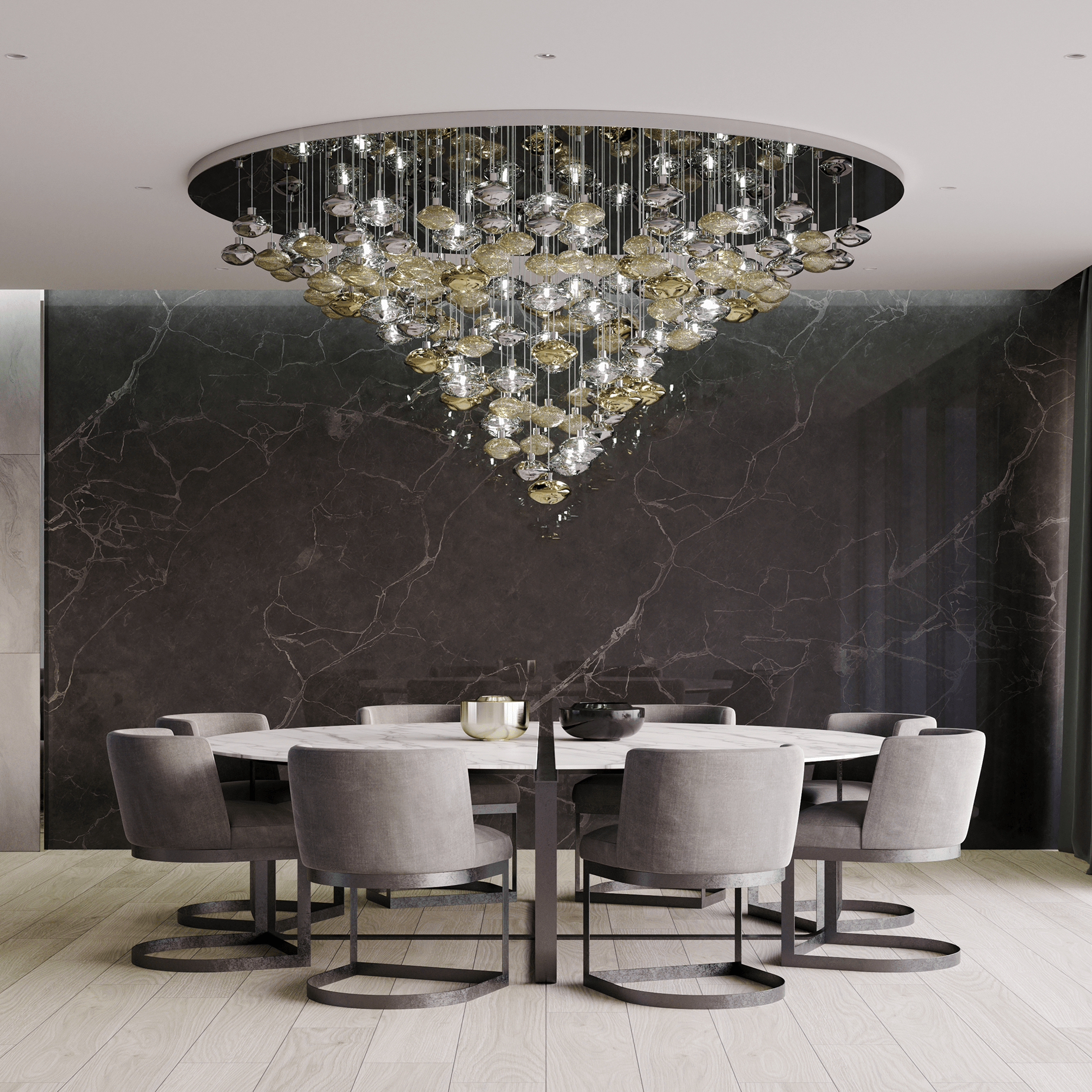 Elmarel Flowing Crystal Dining Chandelier - Blowlighting