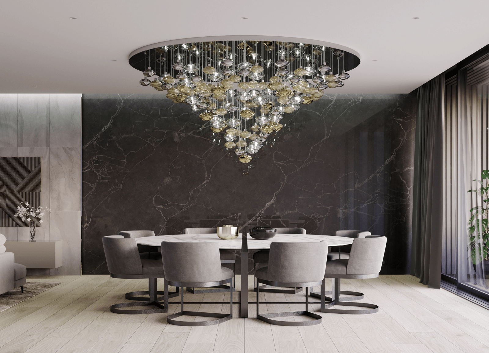 Elmarel Flowing Crystal Dining Chandelier - Blowlighting