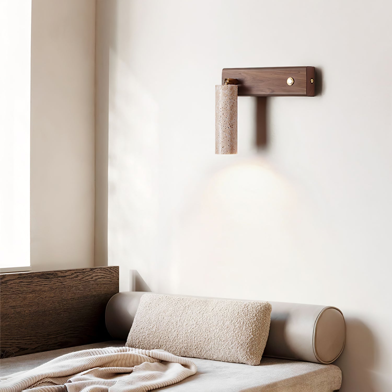 Ornoria Cylindrical Travertine Wall Light - Blowlighting