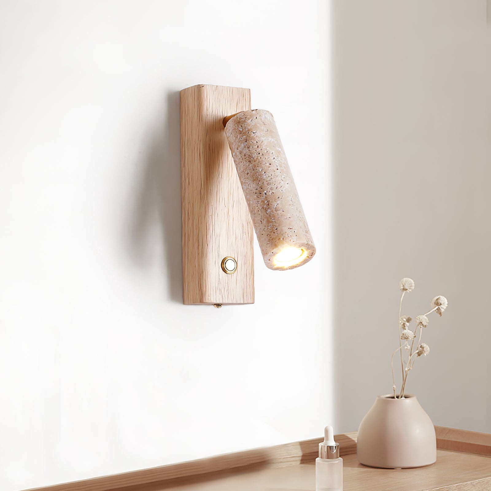 Ornoria Cylindrical Travertine Wall Light - Blowlighting