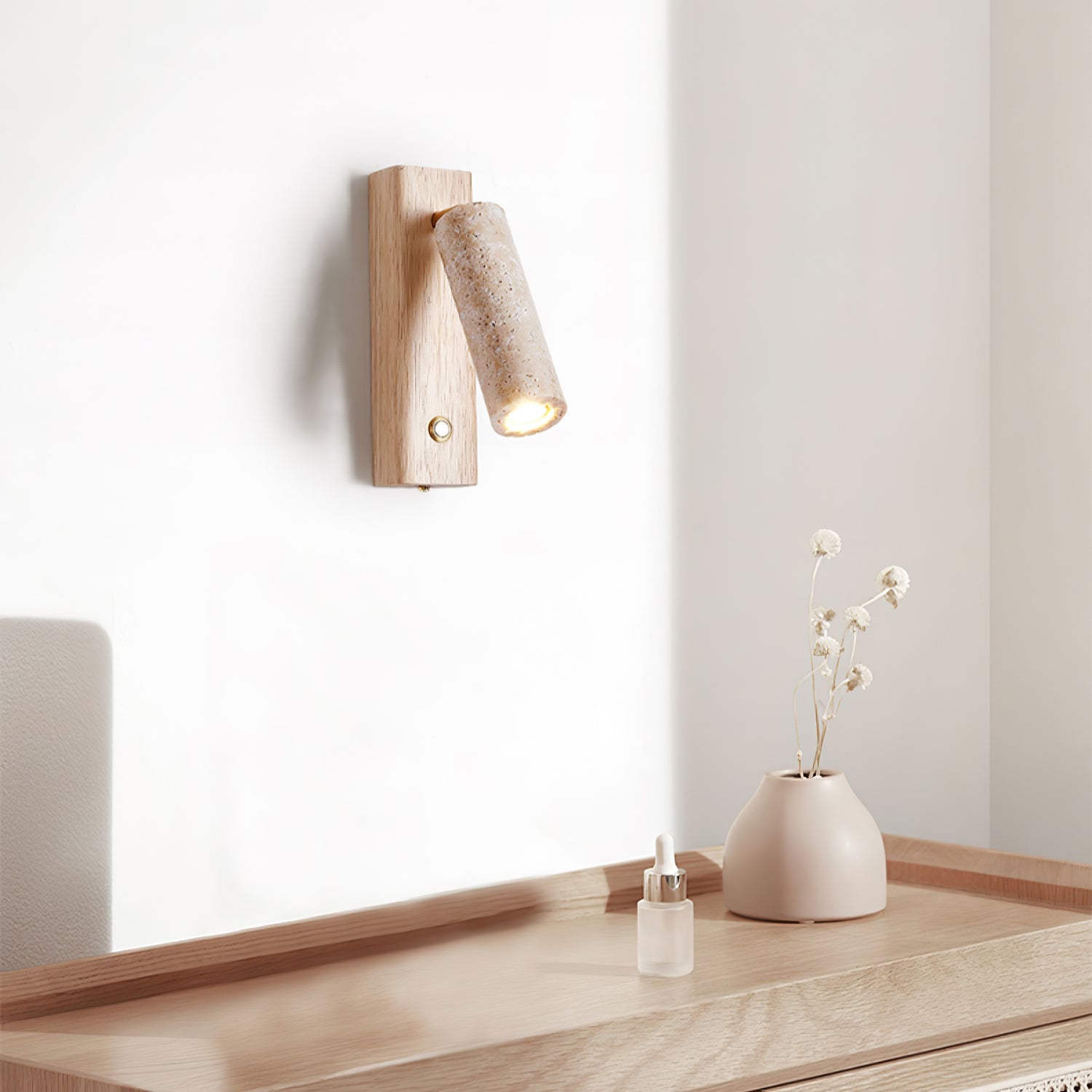 Ornoria Cylindrical Travertine Wall Light - Blowlighting