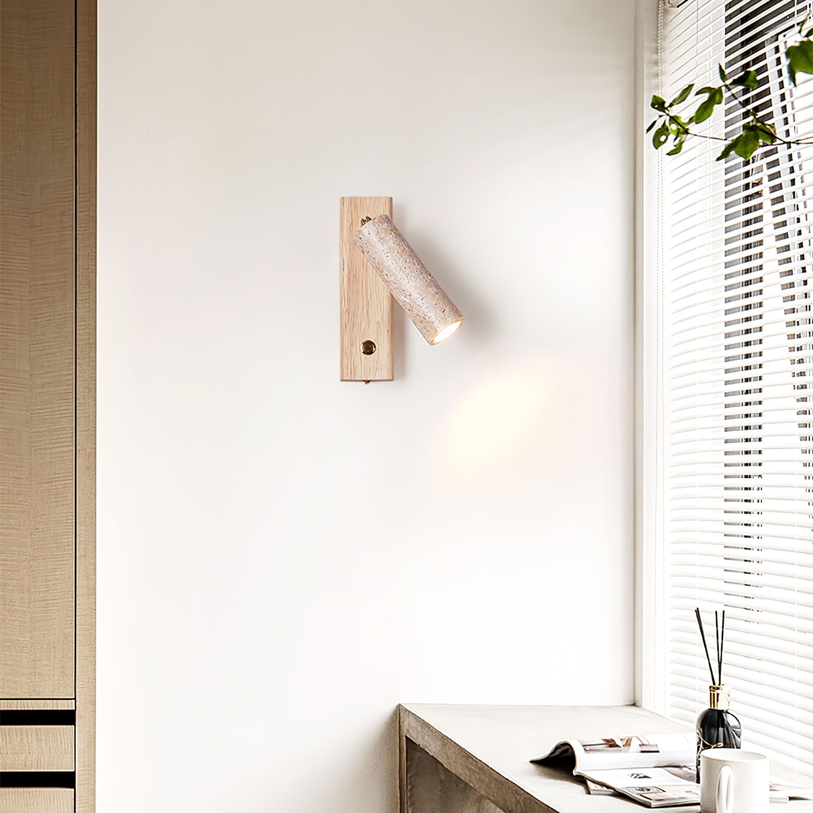 Ornoria Cylindrical Travertine Wall Light - Blowlighting