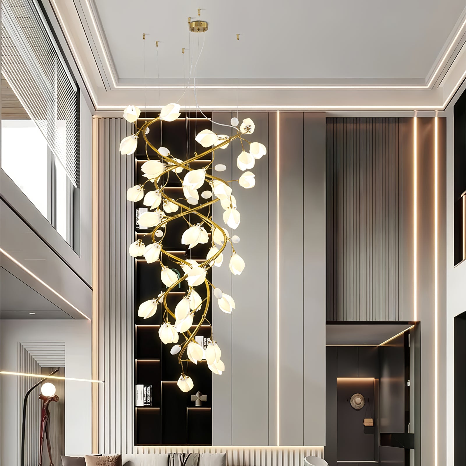 Evene Spiral Ceramic Brass Chandelier - Blowlighting