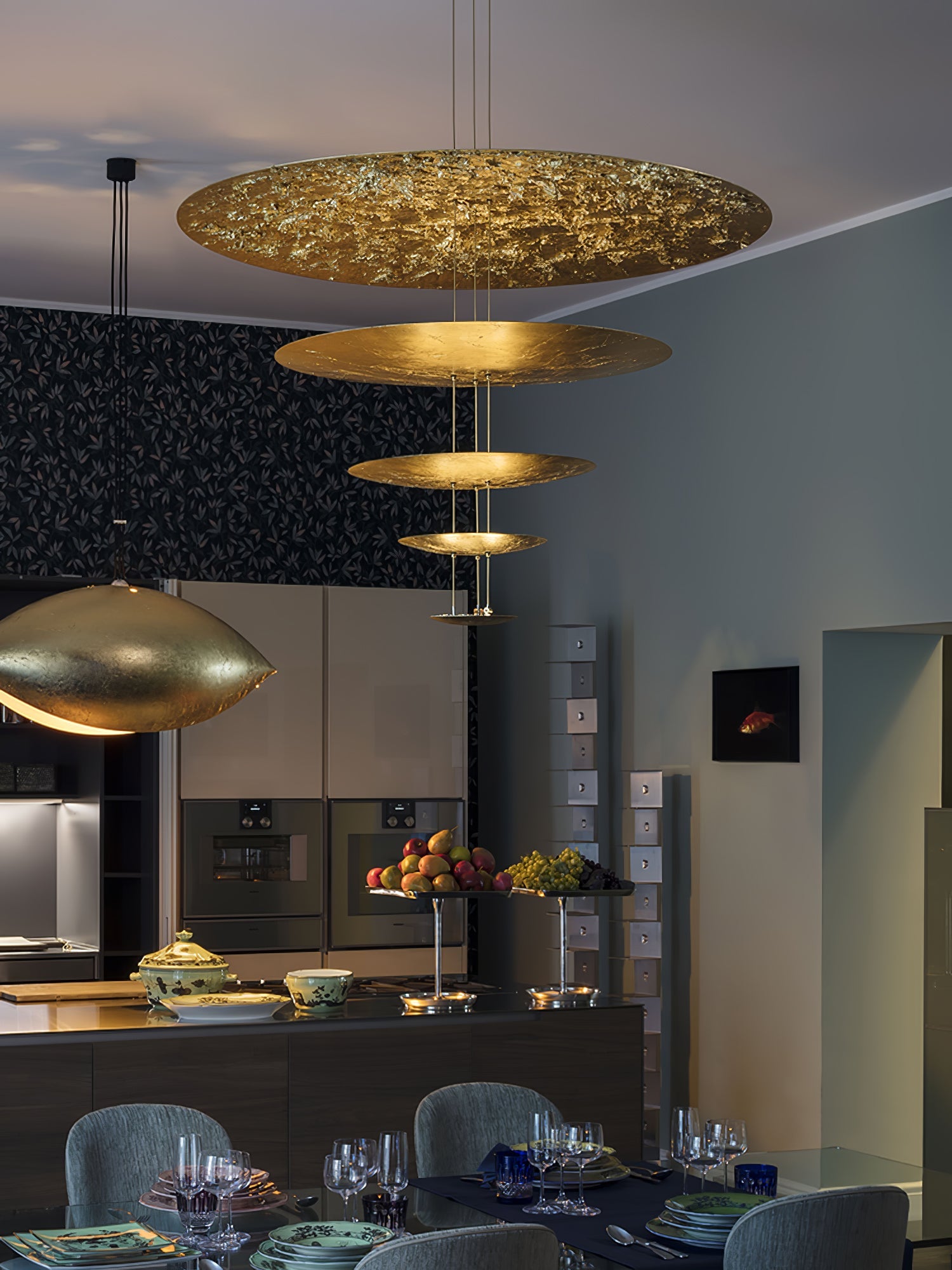 Zathaara Layered Gold Foil Pendant Light - Blowlighting