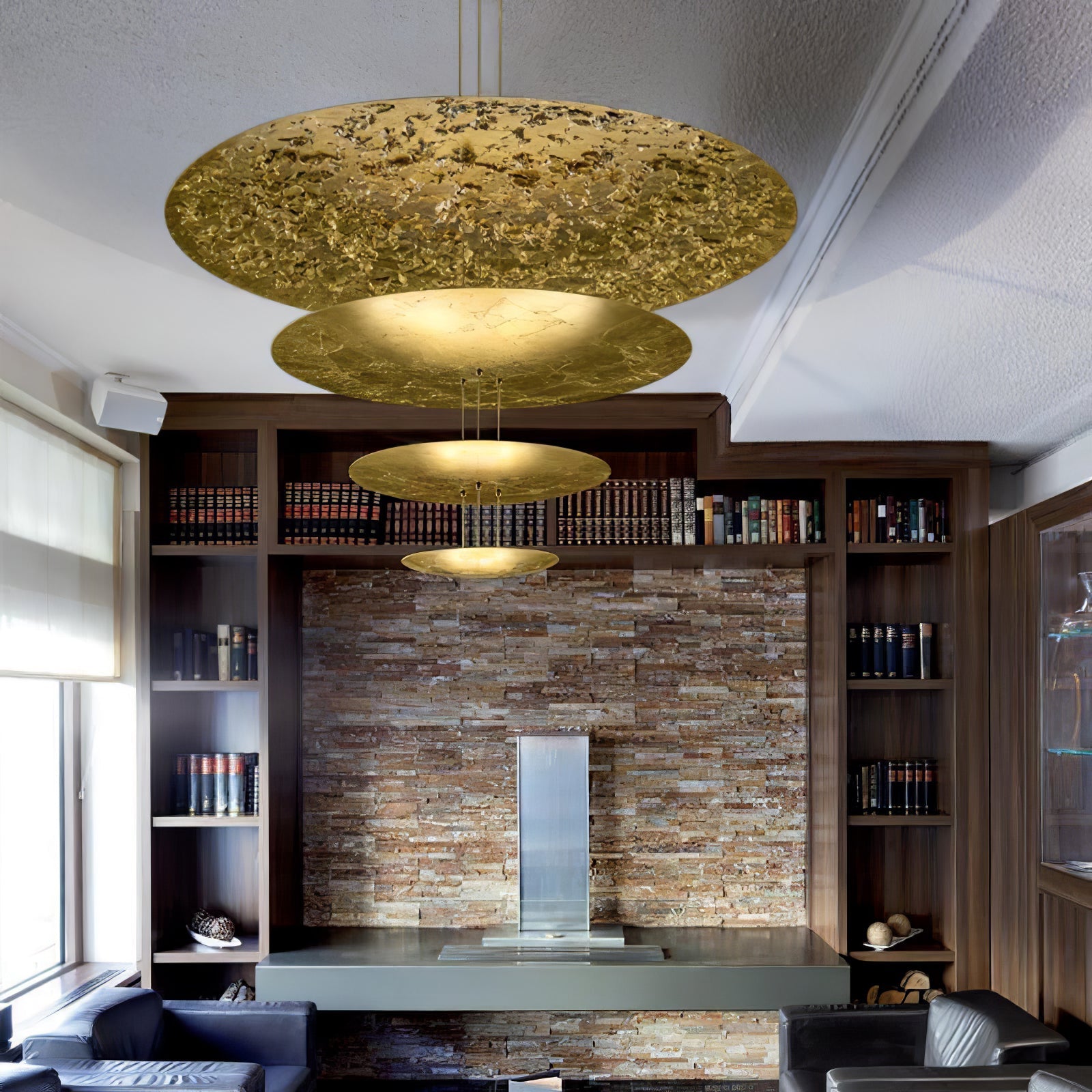 Zathaara Layered Gold Foil Pendant Light - Blowlighting