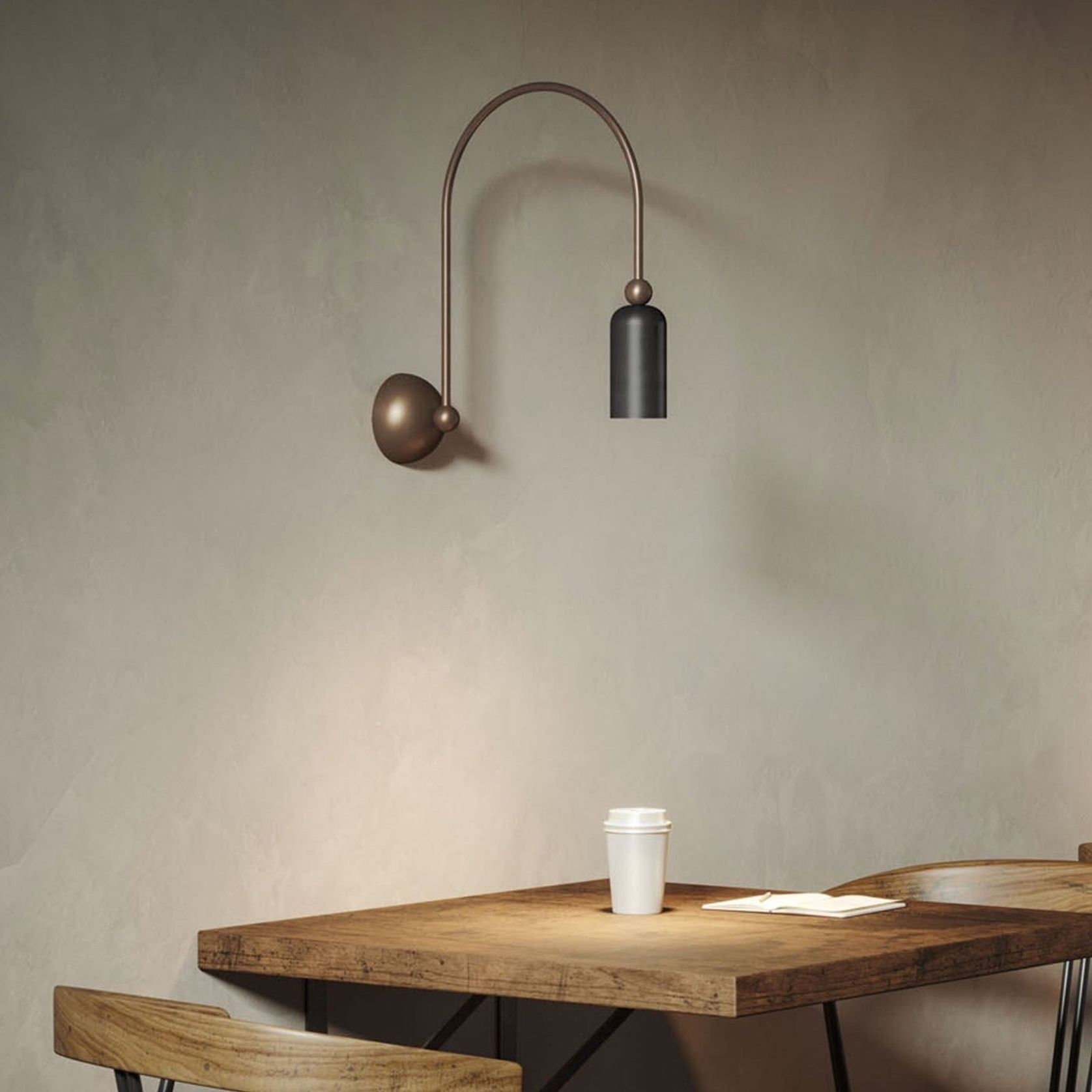 Vortigaud Curved Bronze Black Wall Light - Blowlighting