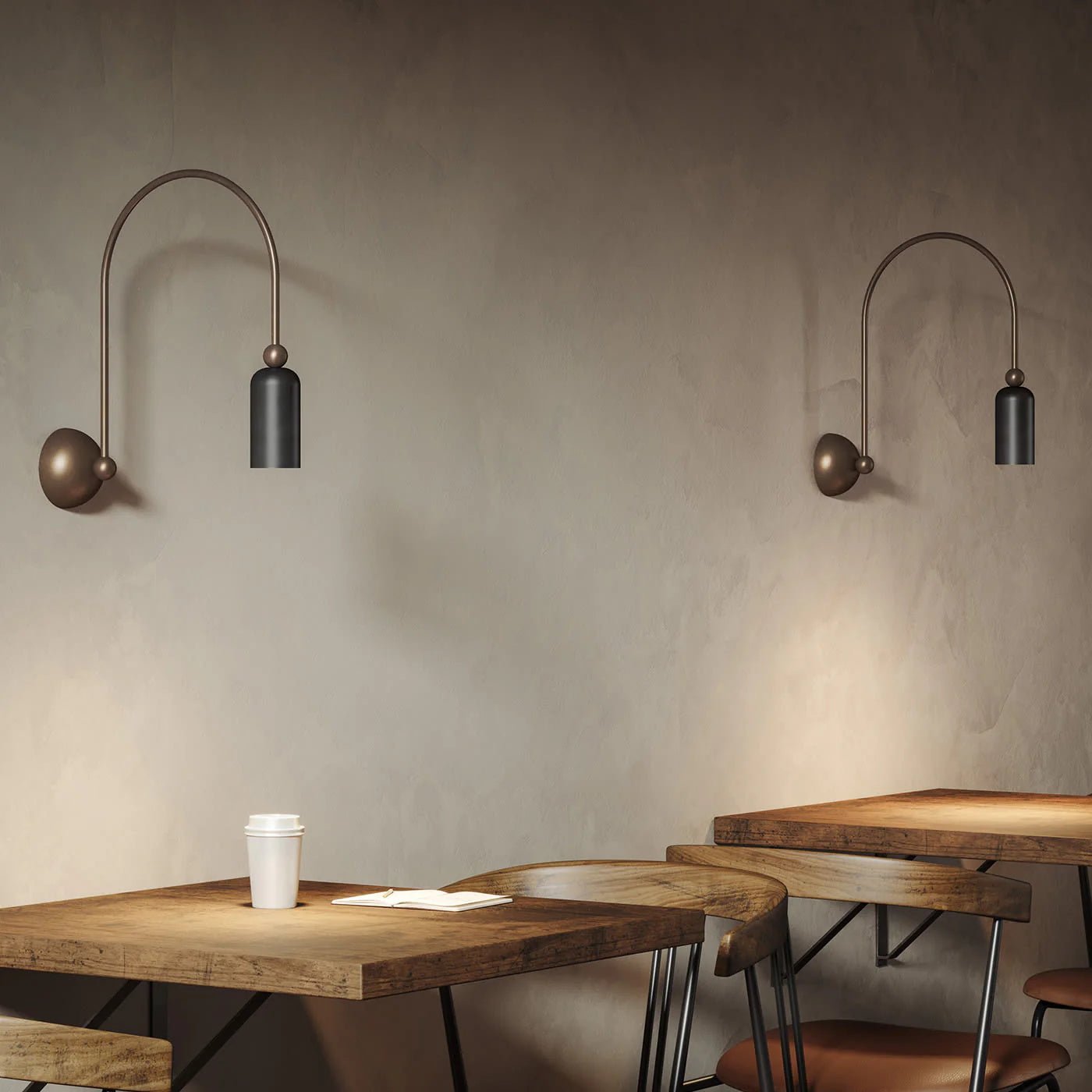 Vortigaud Curved Bronze Black Wall Light - Blowlighting