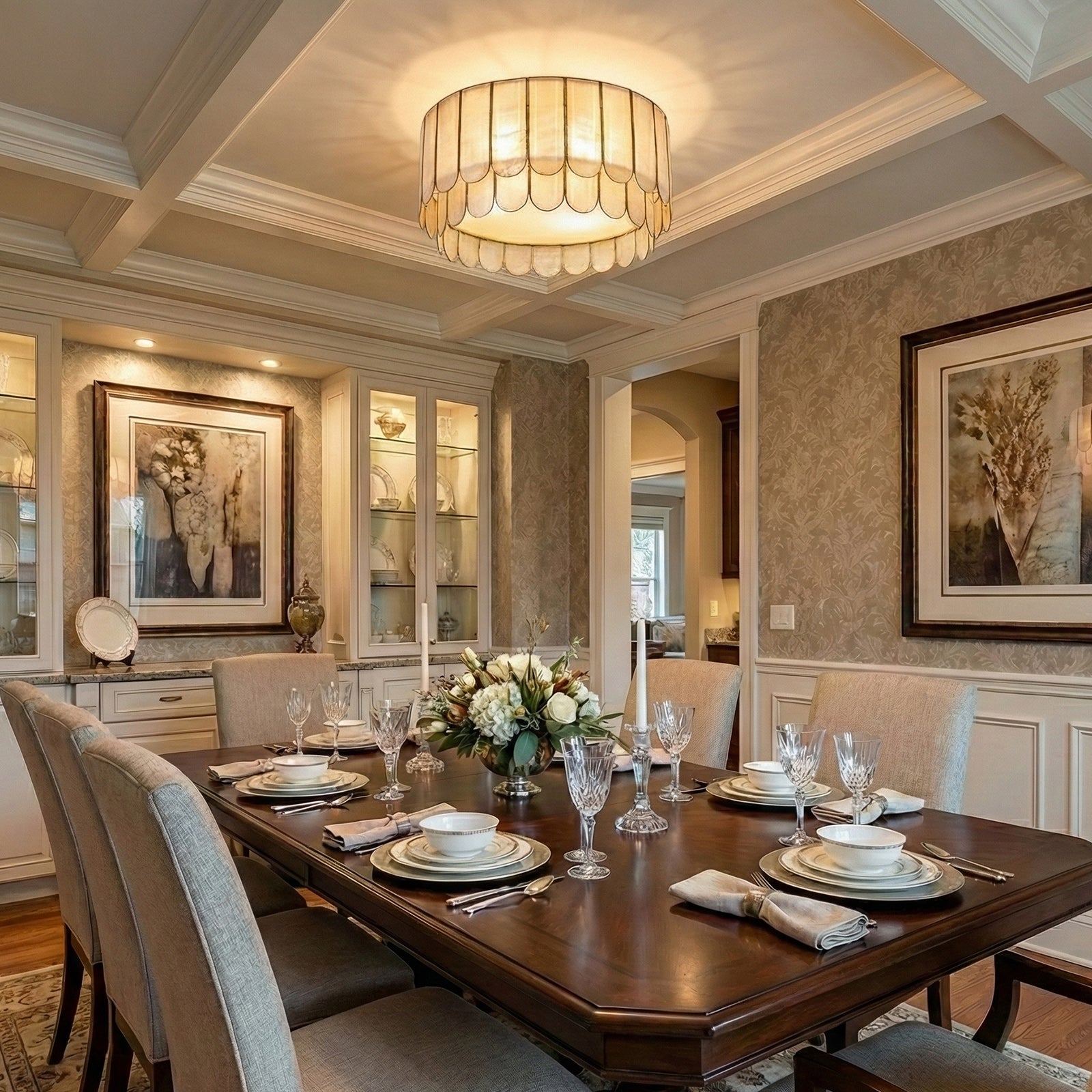 Madelyn Capiz Contemporary Art Shell Ceiling Light