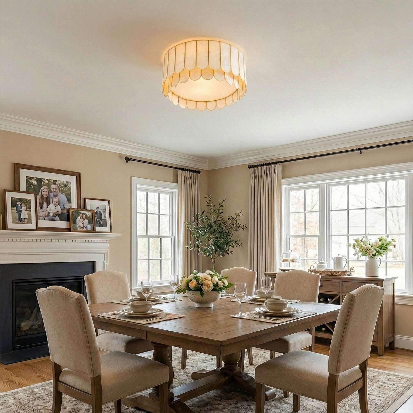 Madelyn Capiz Contemporary Art Shell Ceiling Light