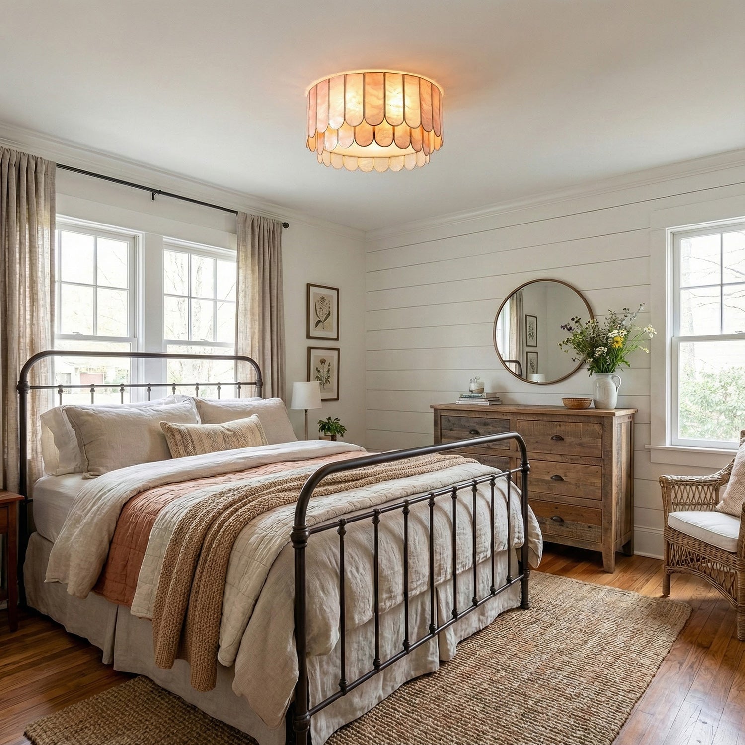 Madelyn Capiz Contemporary Art Shell Ceiling Light