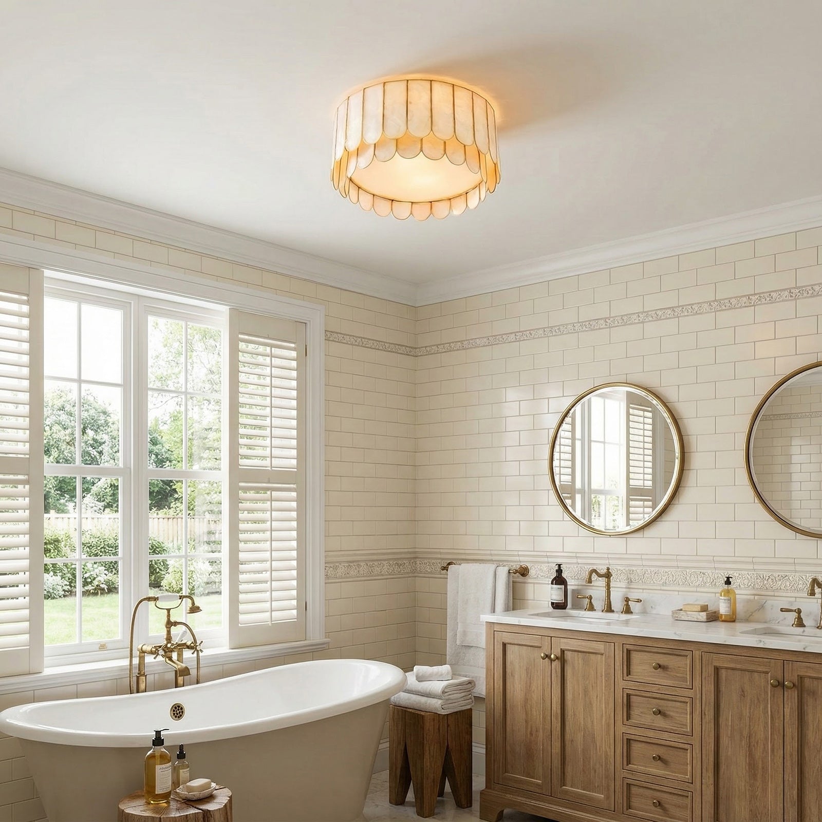 Madelyn Capiz Contemporary Art Shell Ceiling Light