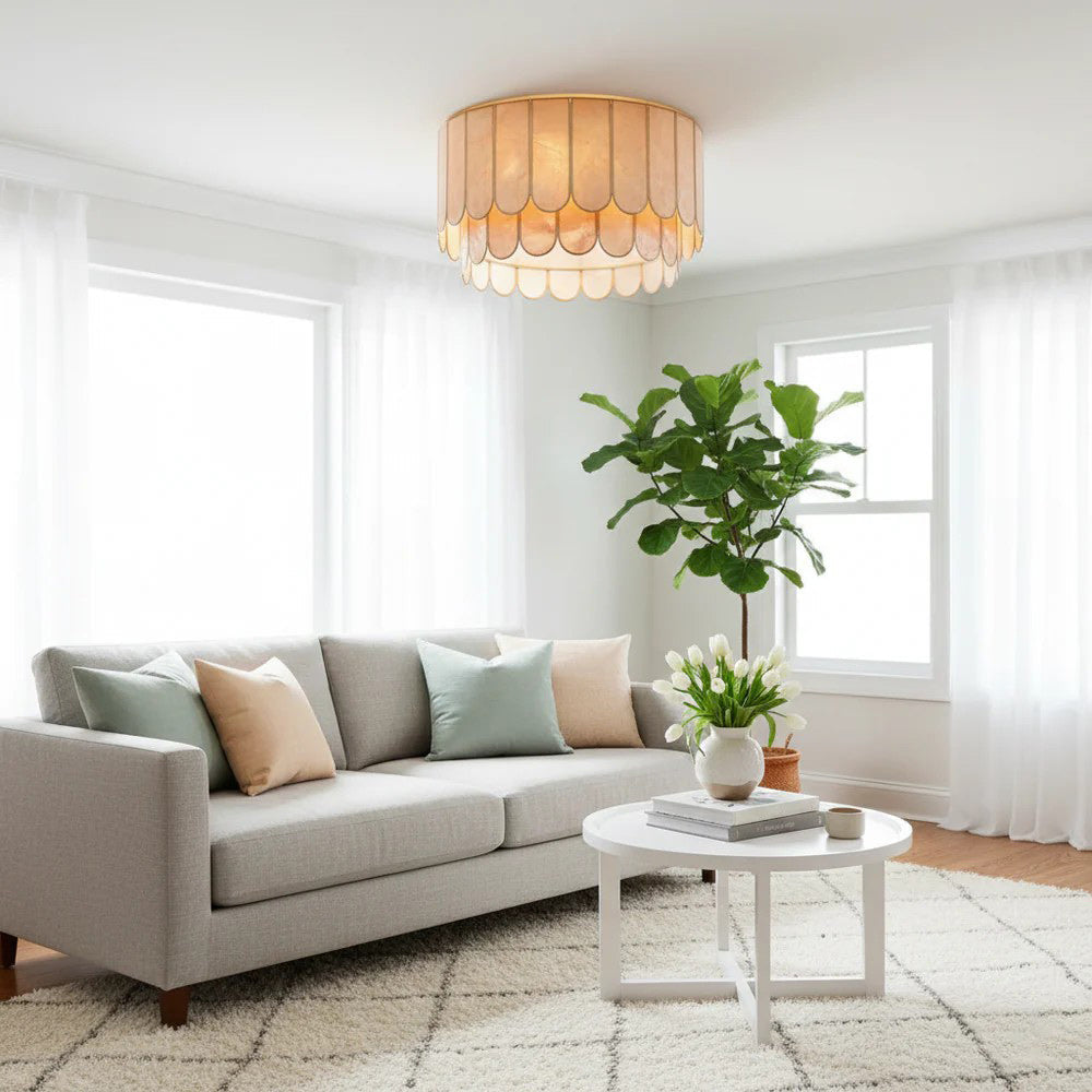 Madelyn Capiz Contemporary Art Shell Ceiling Light