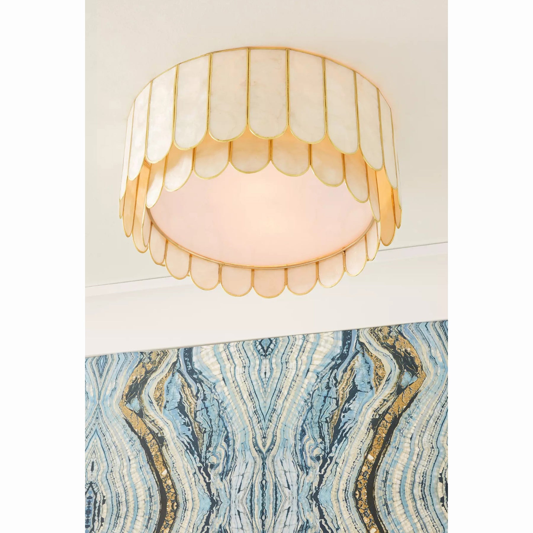 Madelyn Capiz Contemporary Art Shell Ceiling Light
