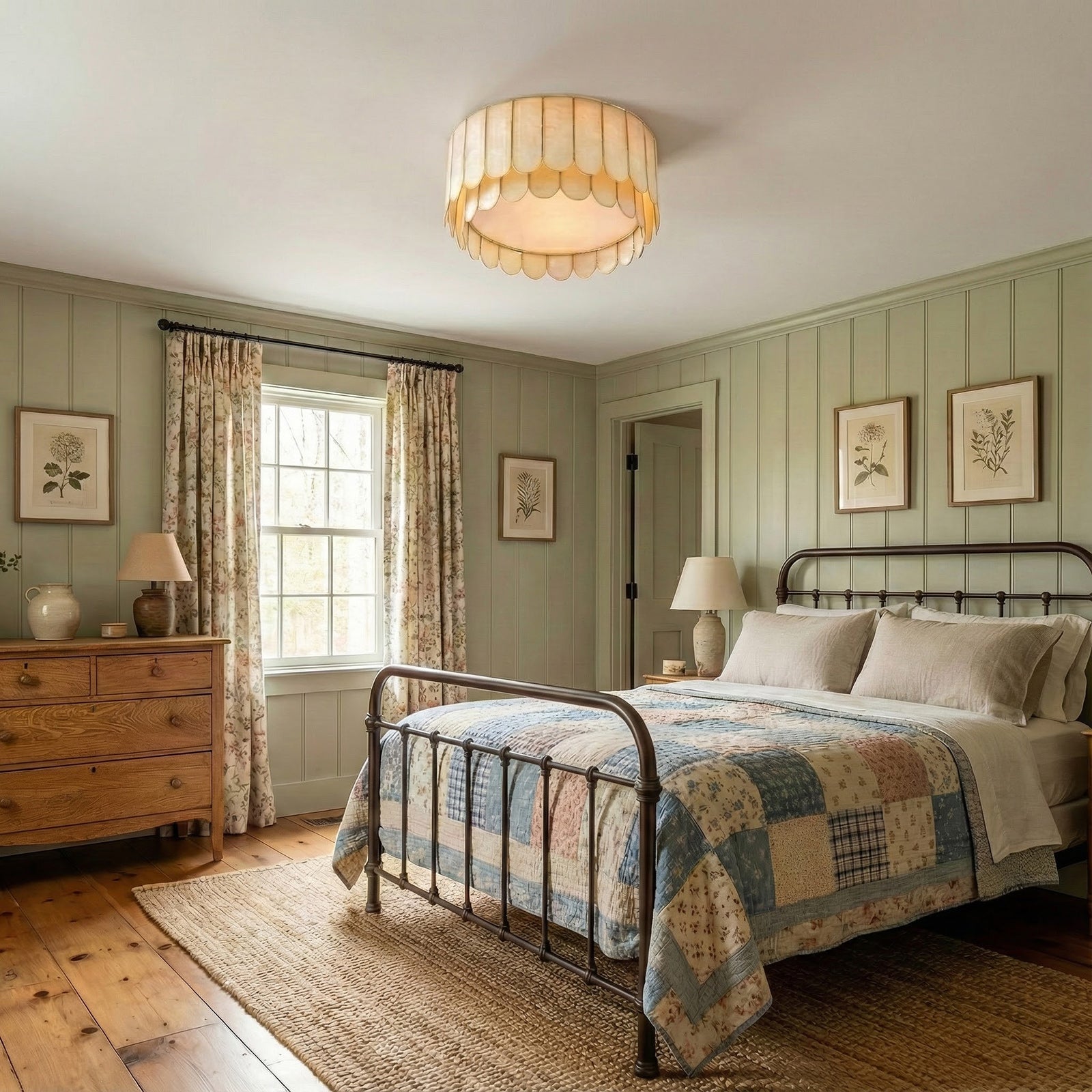 Madelyn Capiz Contemporary Art Shell Ceiling Light