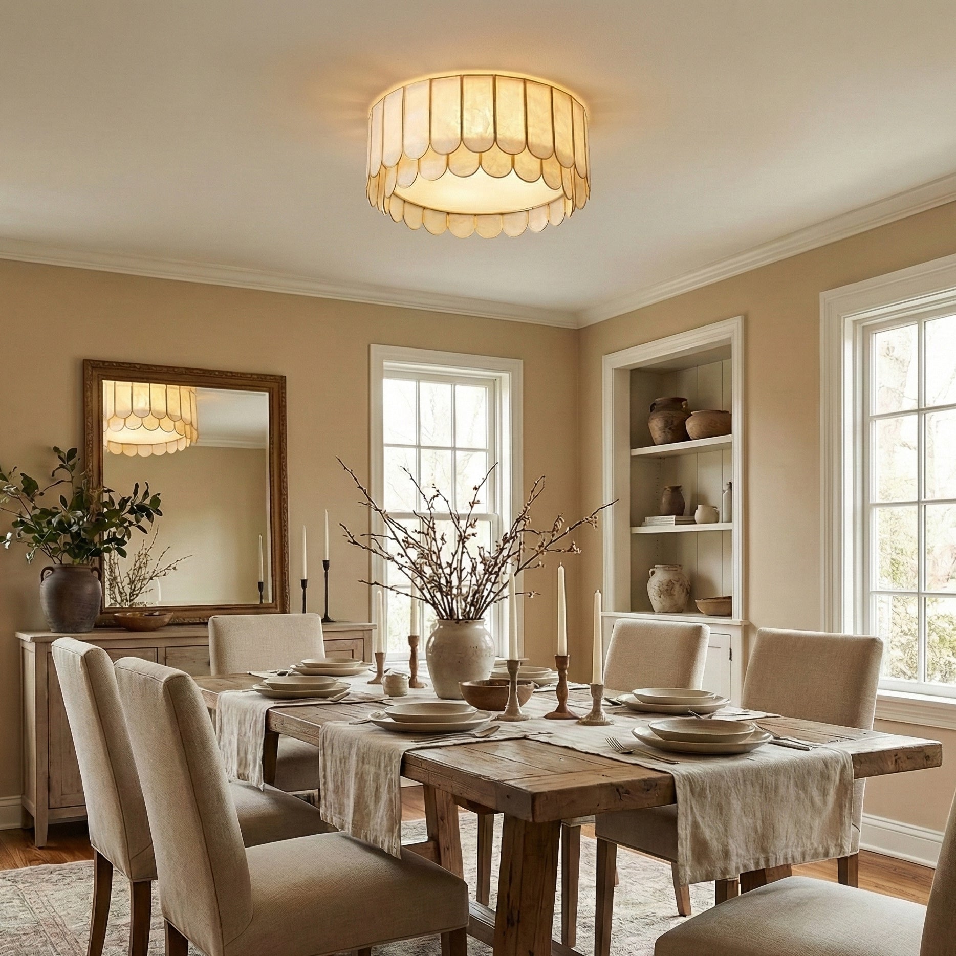 Madelyn Capiz Contemporary Art Shell Ceiling Light