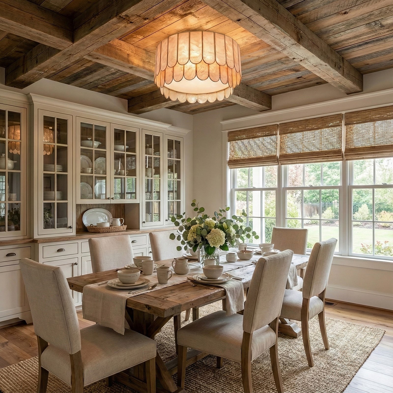 Madelyn Capiz Contemporary Art Shell Ceiling Light