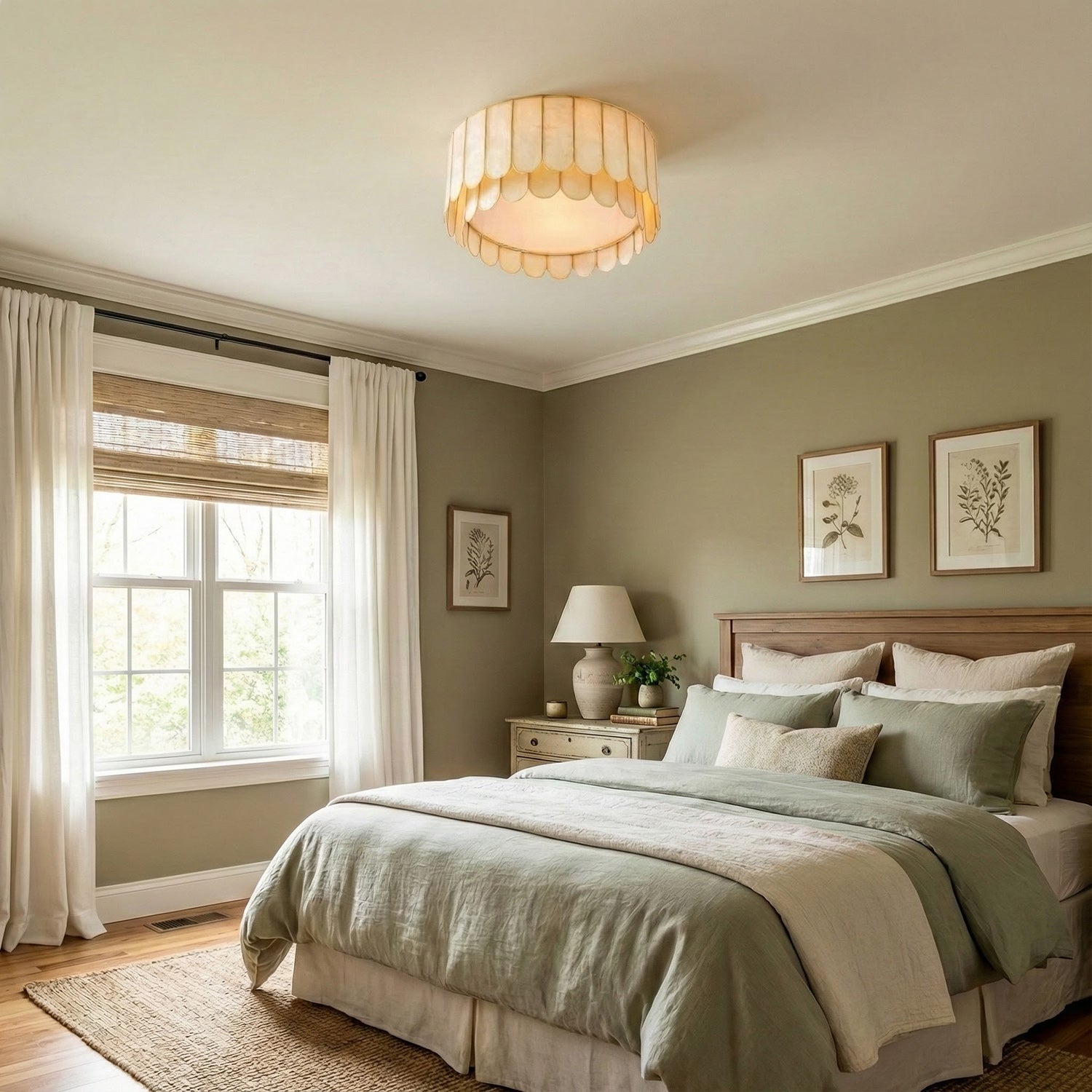 Madelyn Capiz Contemporary Art Shell Ceiling Light