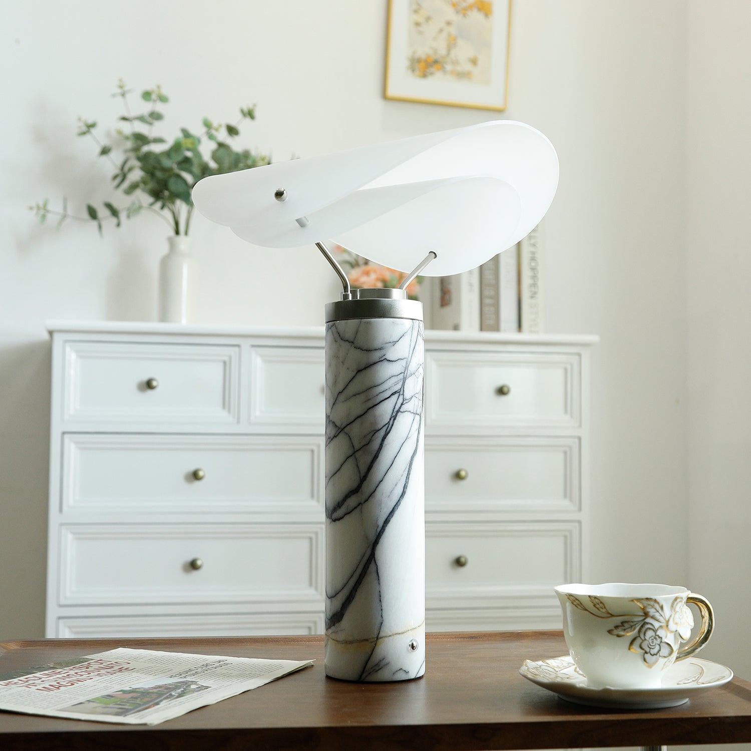 Inorielis Sculptural Travertine Table Lamp - Blowlighting