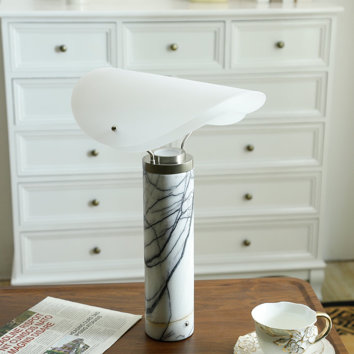 Inorielis Sculptural Travertine Table Lamp - Blowlighting