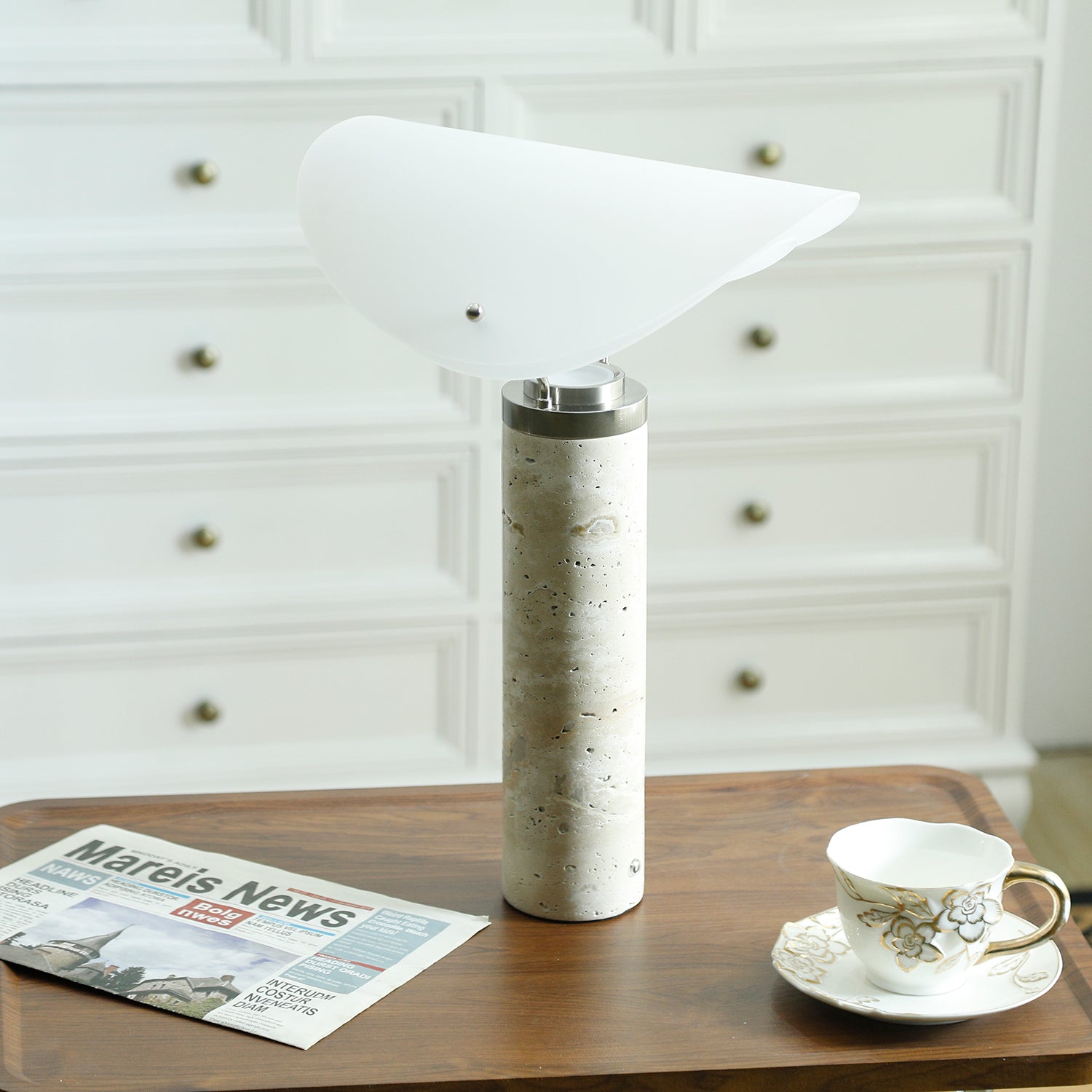 Inorielis Sculptural Travertine Table Lamp - Blowlighting