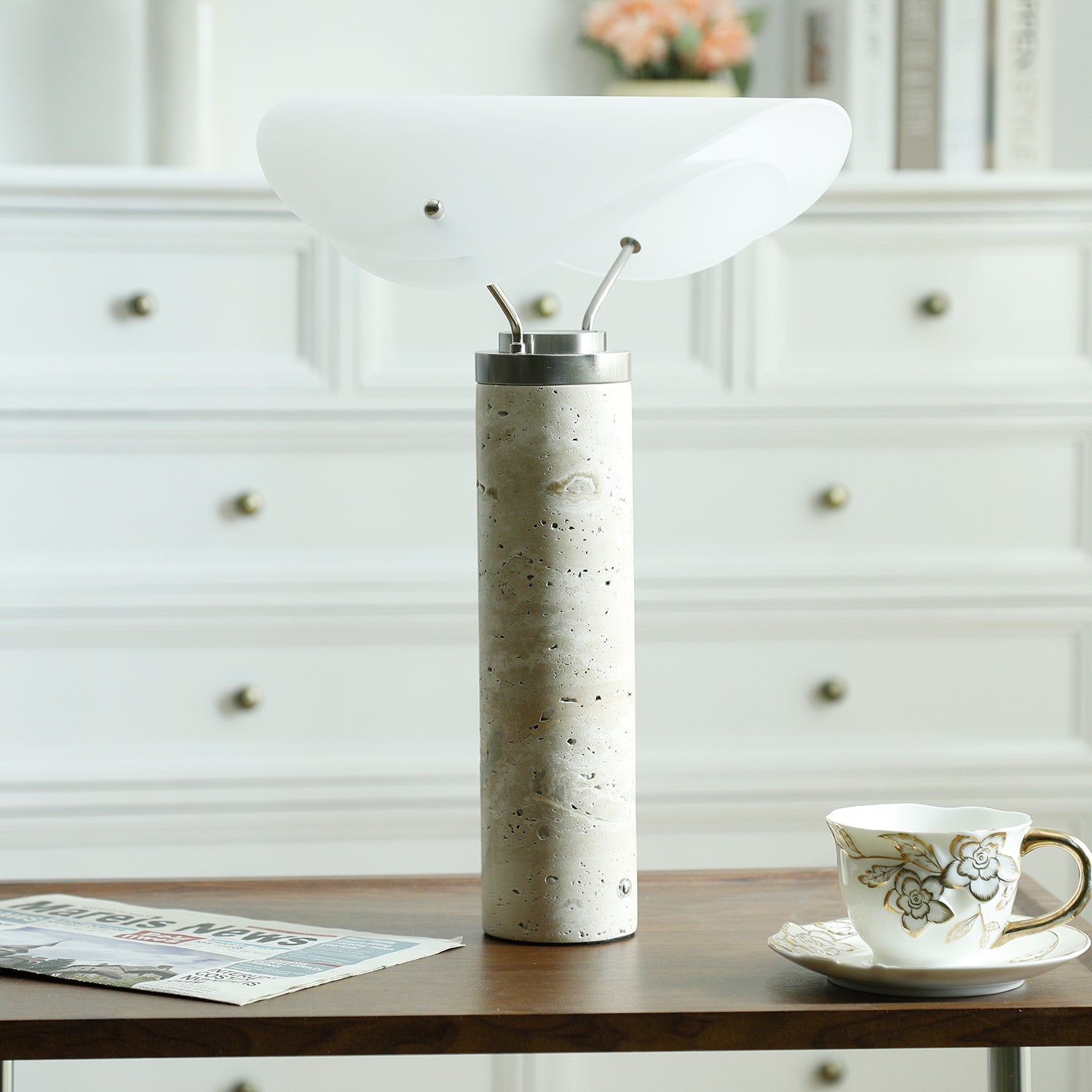 Inorielis Sculptural Travertine Table Lamp - Blowlighting