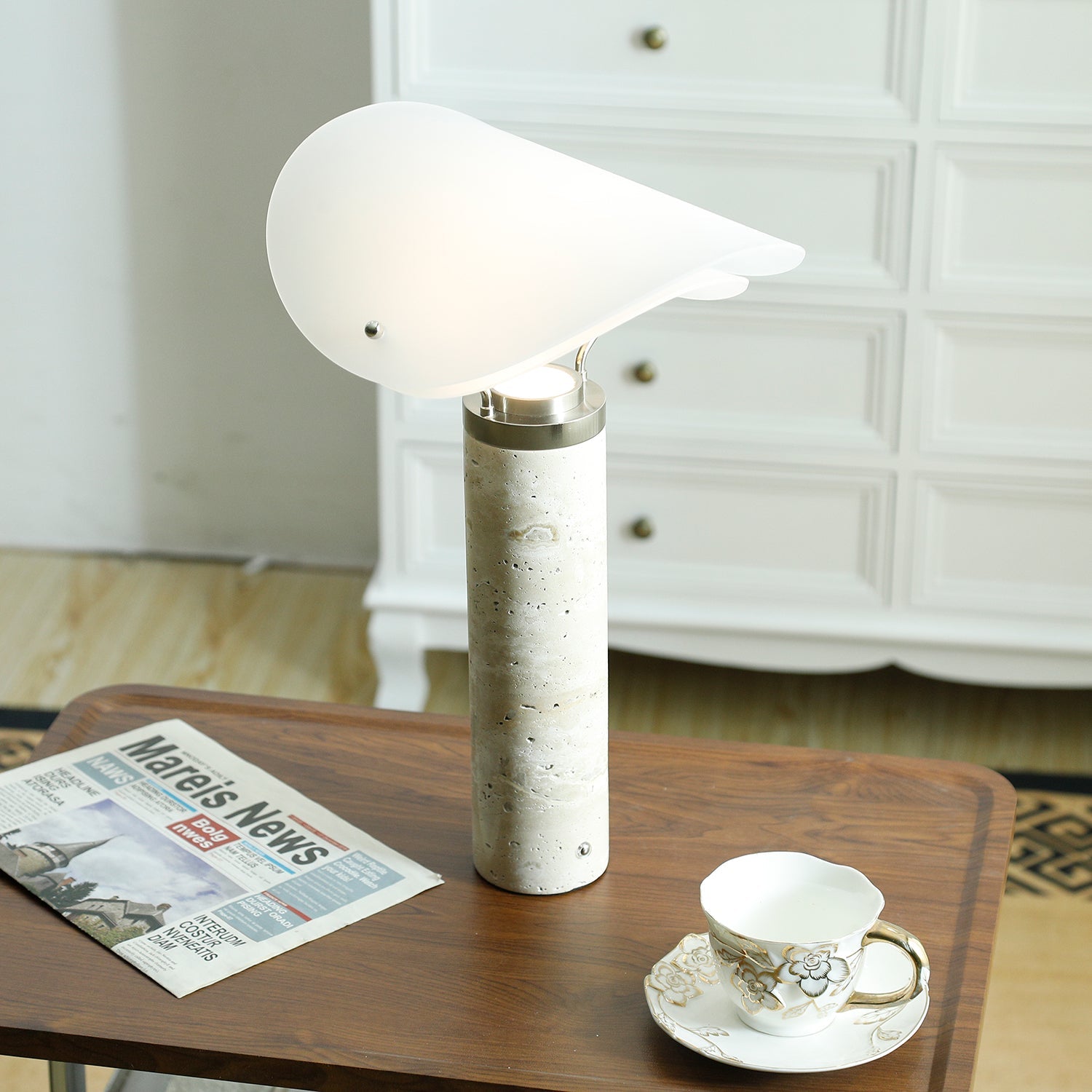 Inorielis Sculptural Travertine Table Lamp - Blowlighting