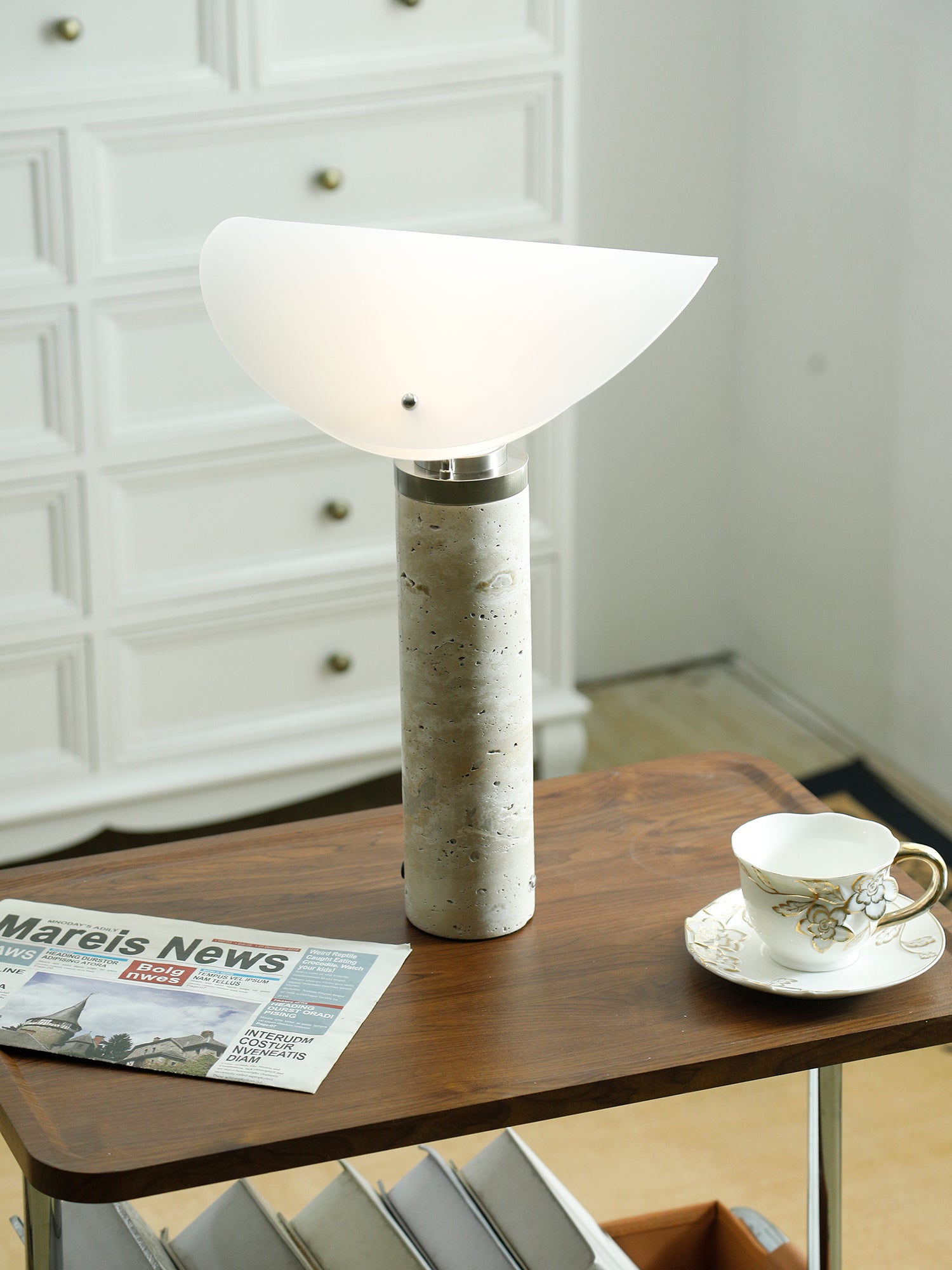 Inorielis Sculptural Travertine Table Lamp - Blowlighting