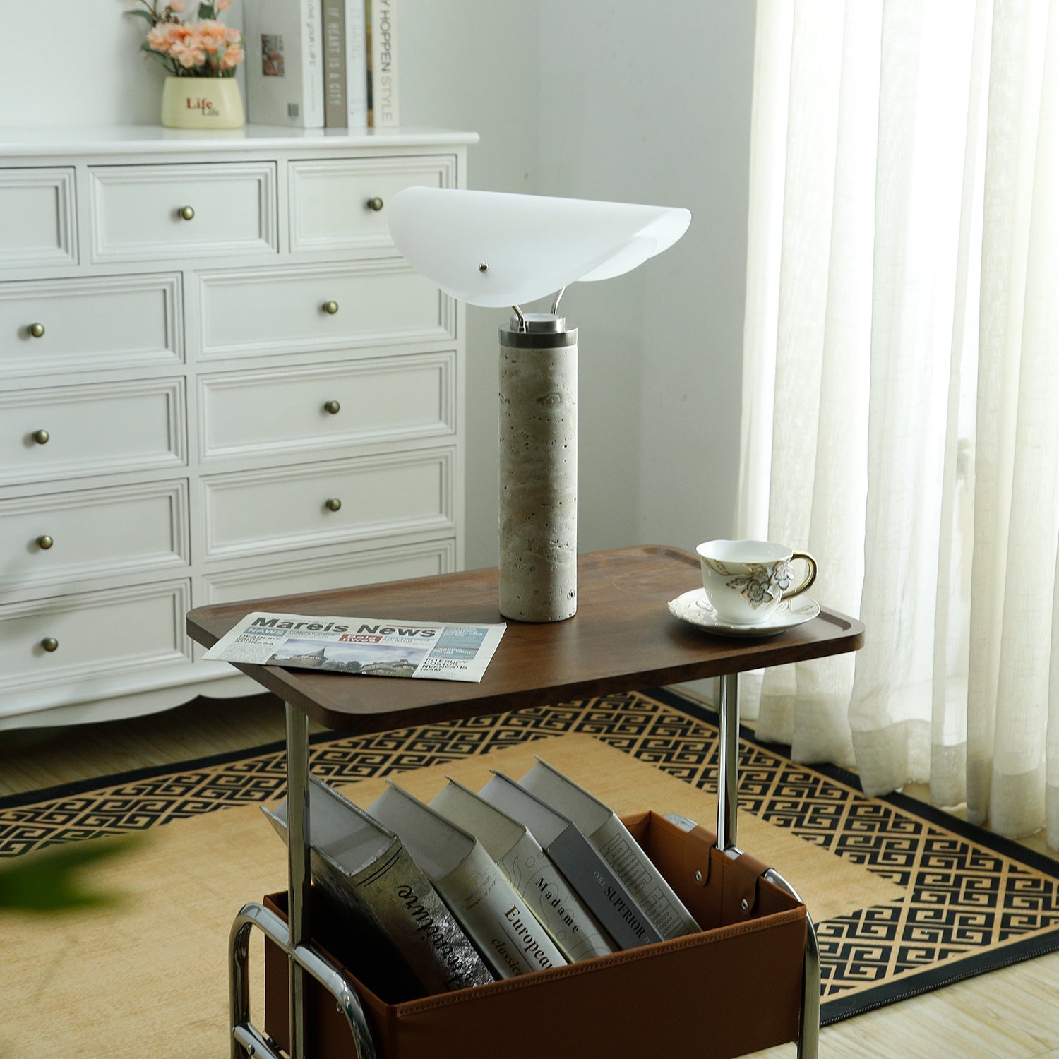 Inorielis Sculptural Travertine Table Lamp - Blowlighting