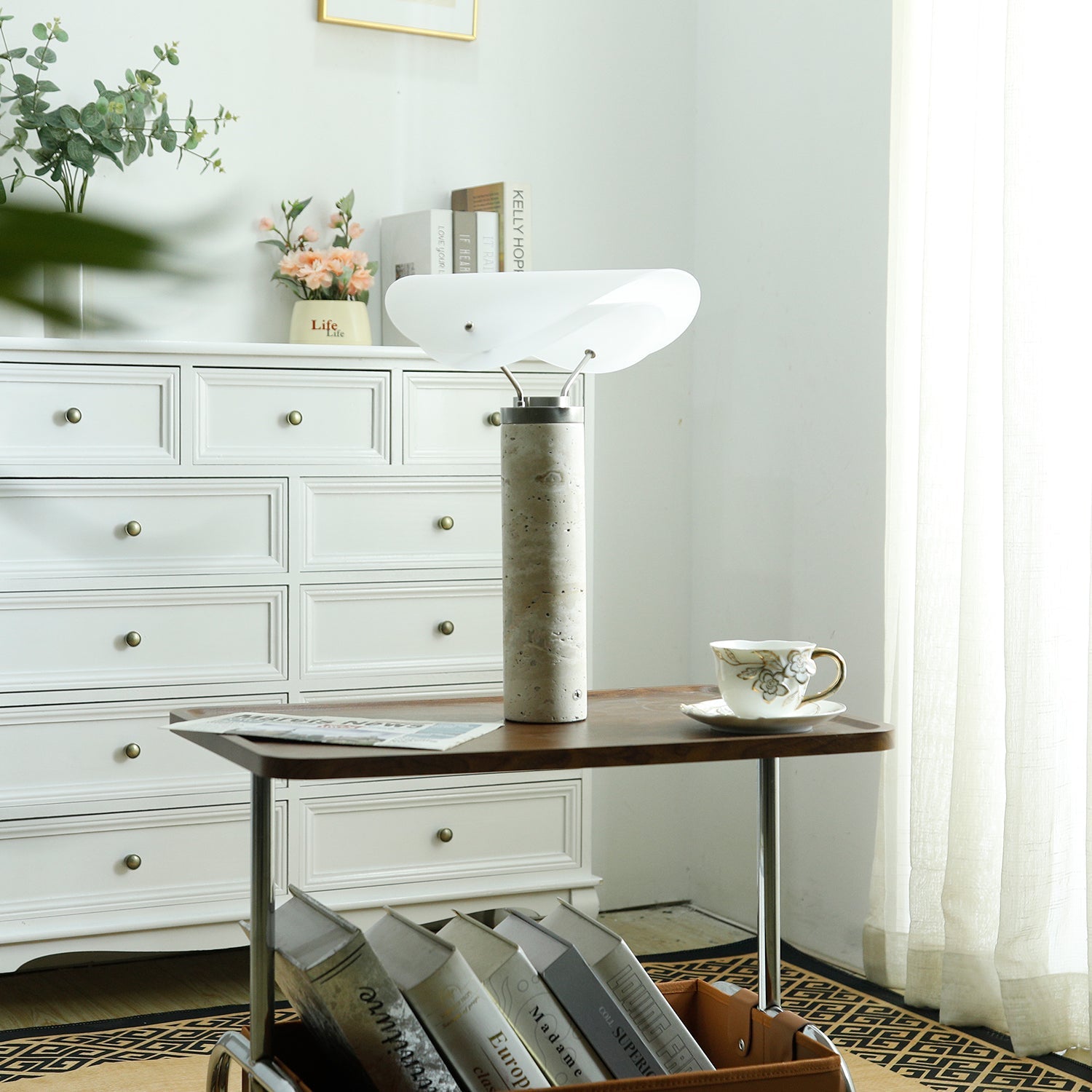 Inorielis Sculptural Travertine Table Lamp - Blowlighting
