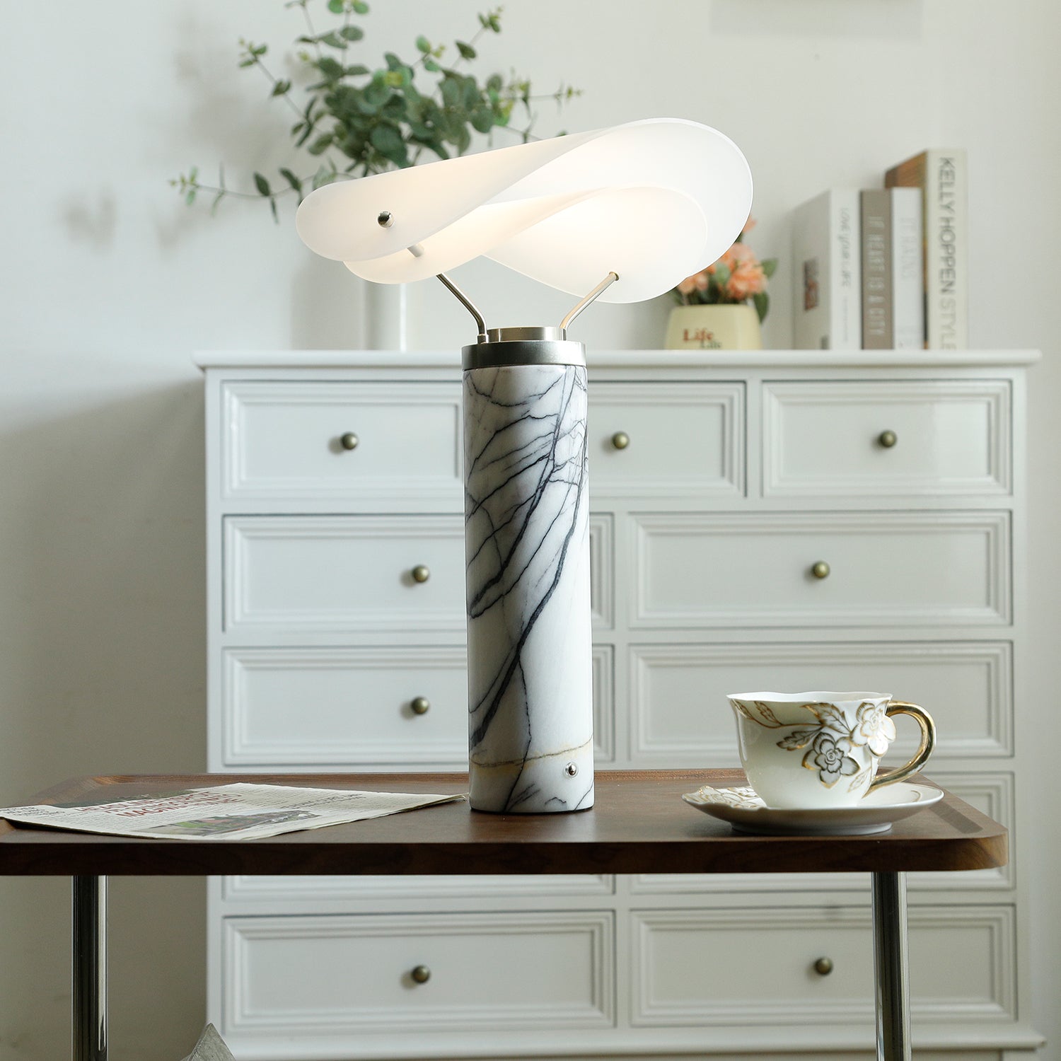 Inorielis Sculptural Travertine Table Lamp - Blowlighting