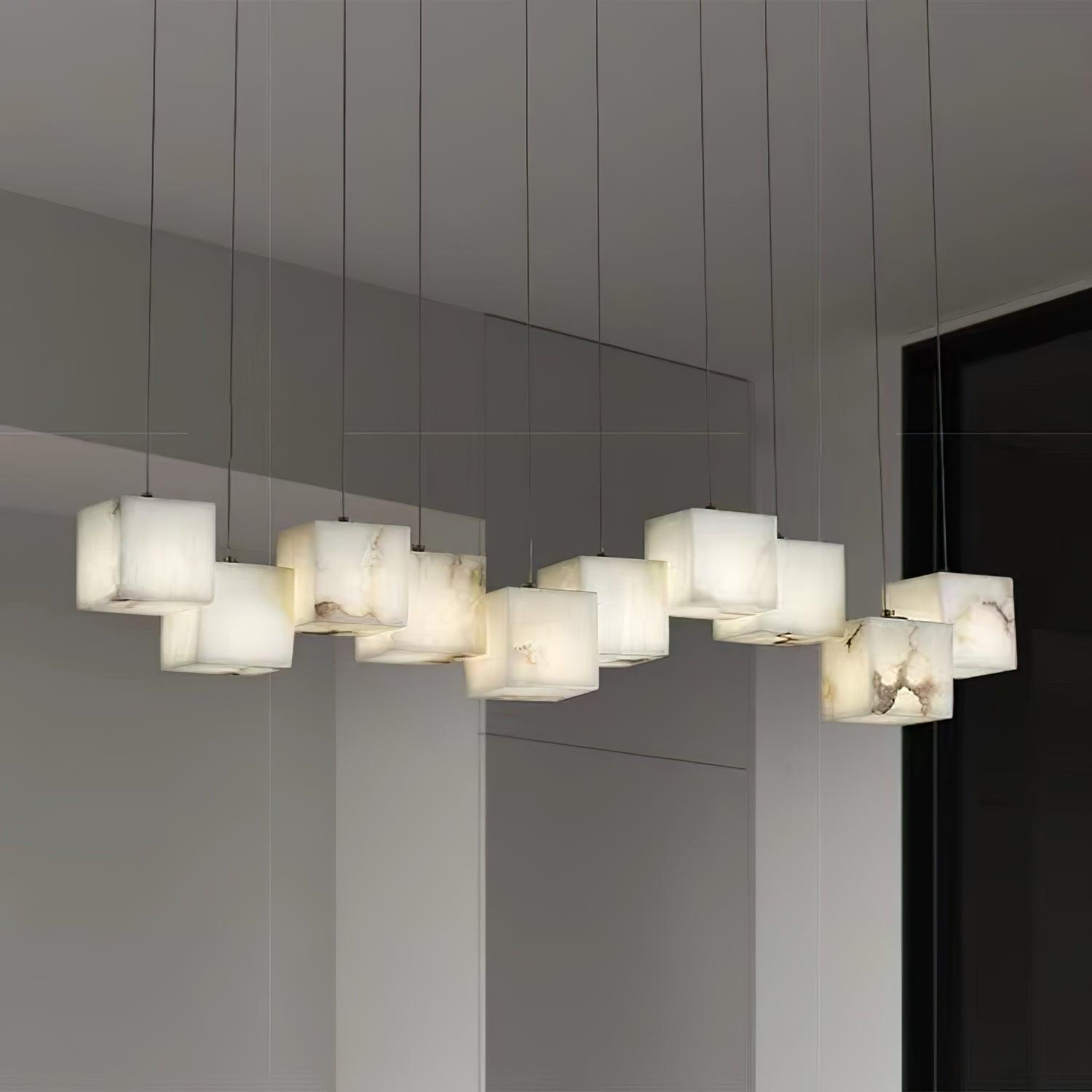 Ivnoros Minimalist Alabaster Linear Pendant Light Chandelier - Blowlighting
