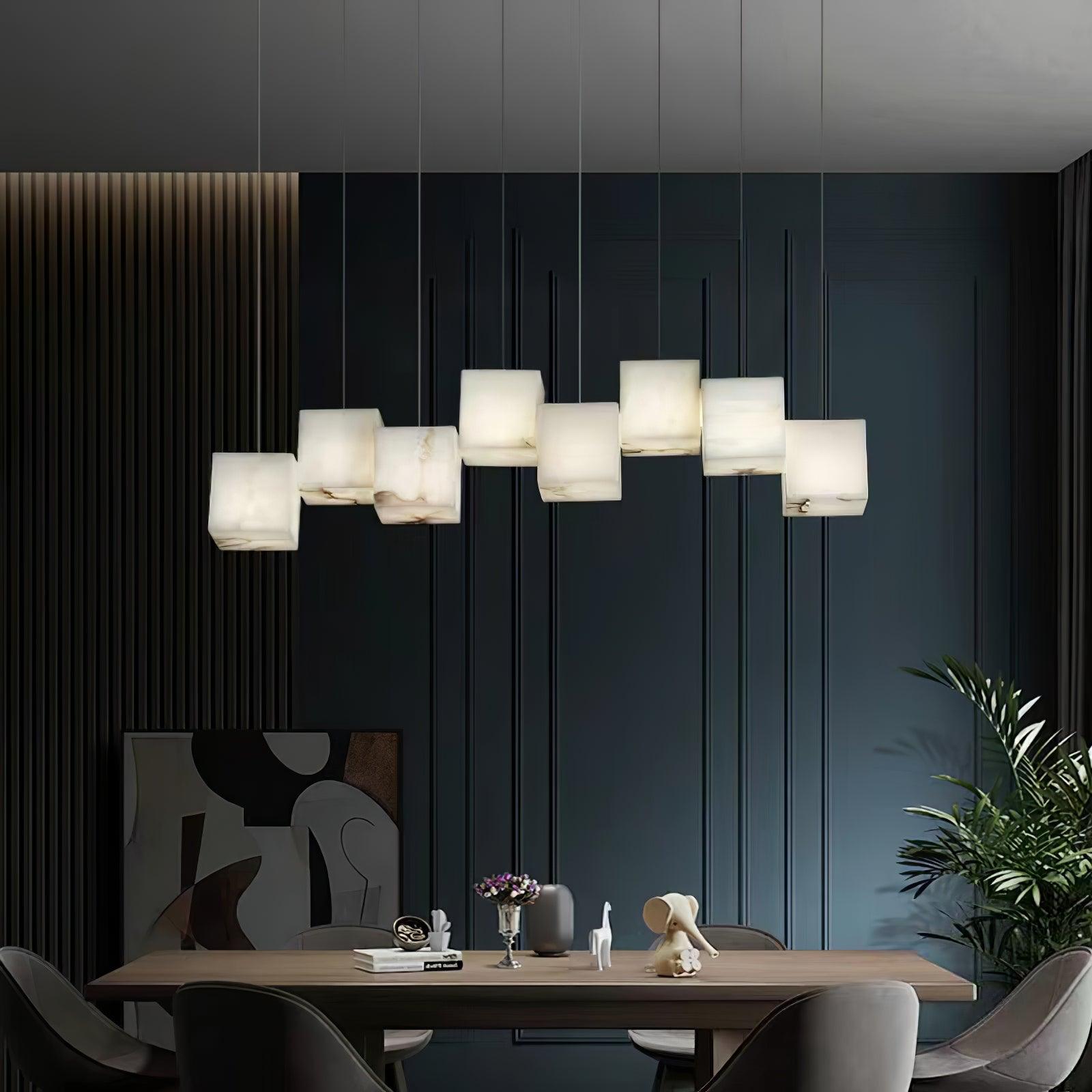 Ivnoros Minimalist Alabaster Linear Pendant Light Chandelier - Blowlighting