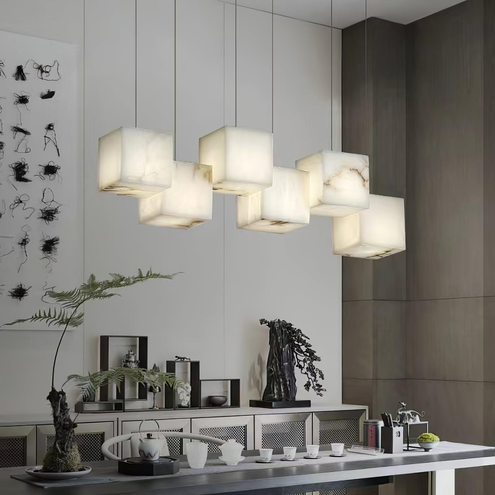Ivnoros Minimalist Alabaster Linear Pendant Light Chandelier - Blowlighting