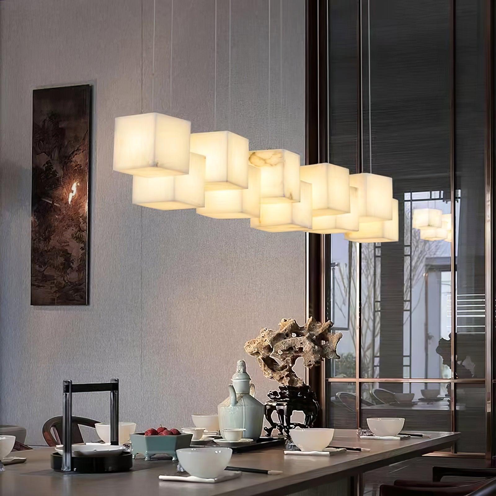 Ivnoros Minimalist Alabaster Linear Pendant Light Chandelier - Blowlighting