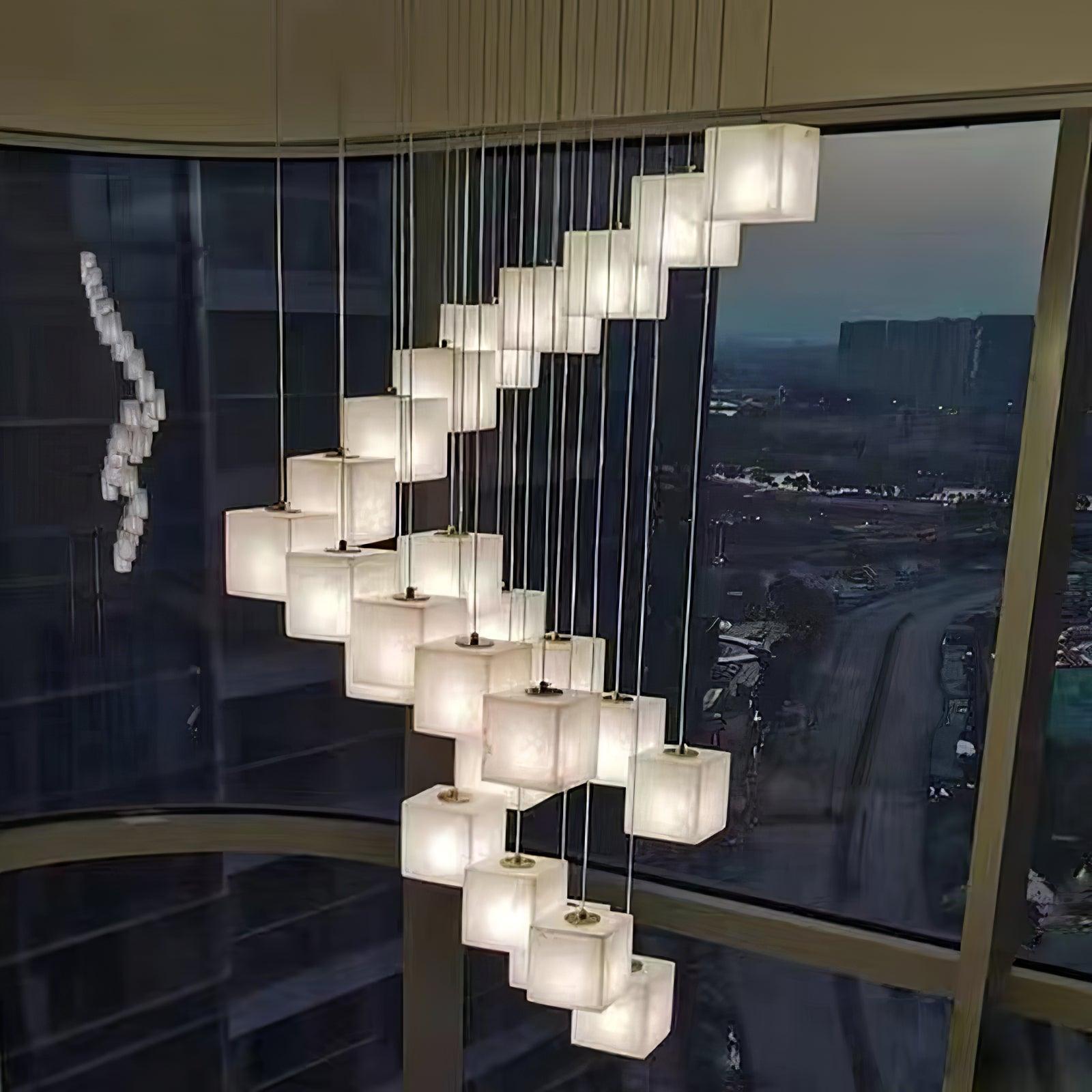 Ivnoros Minimalist Alabaster Linear Pendant Light Chandelier - Blowlighting