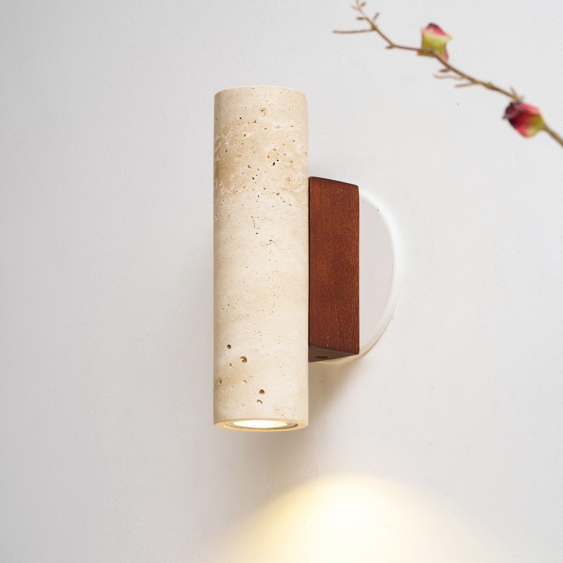 Celore Cylinder-Wood Travertine Wall Light - Blowlighting