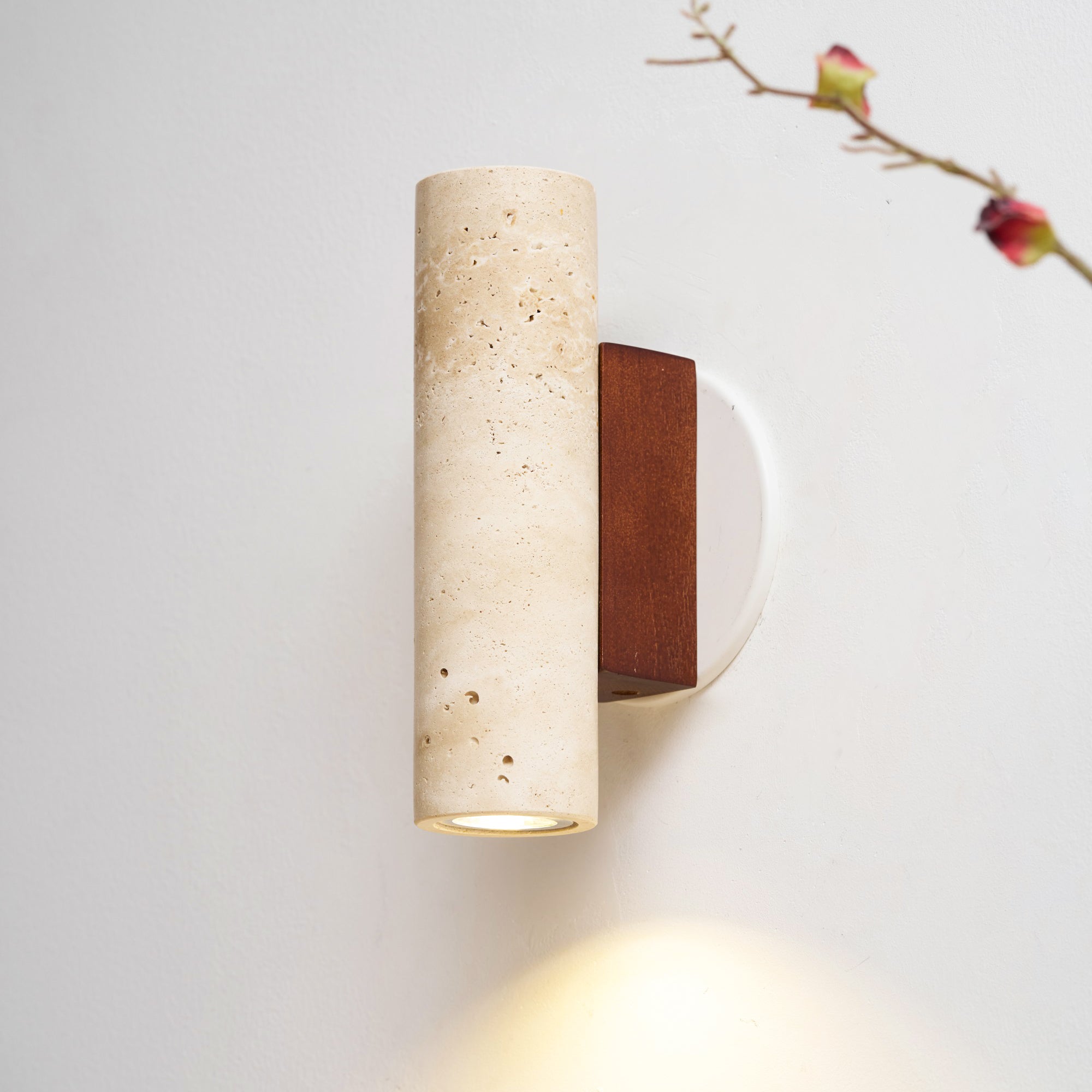 Celore Cylinder-Wood Travertine Wall Light - Blowlighting
