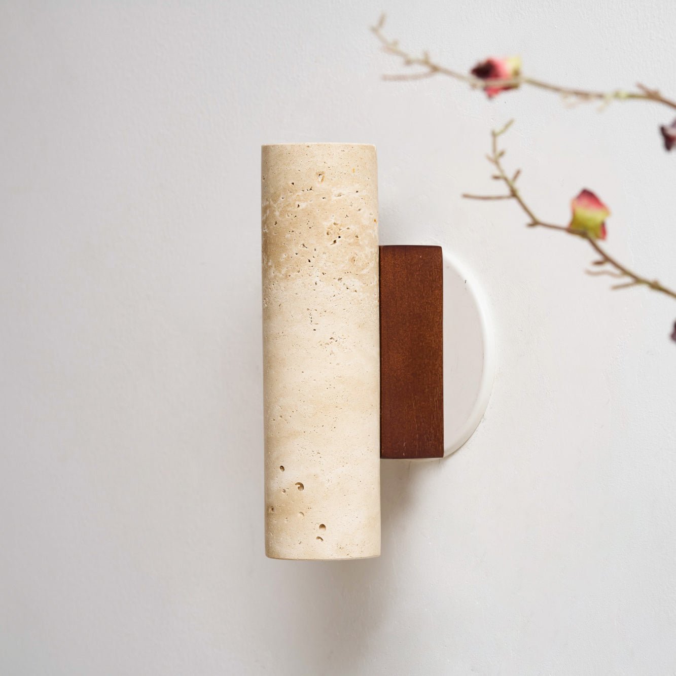 Celore Cylinder-Wood Travertine Wall Light - Blowlighting