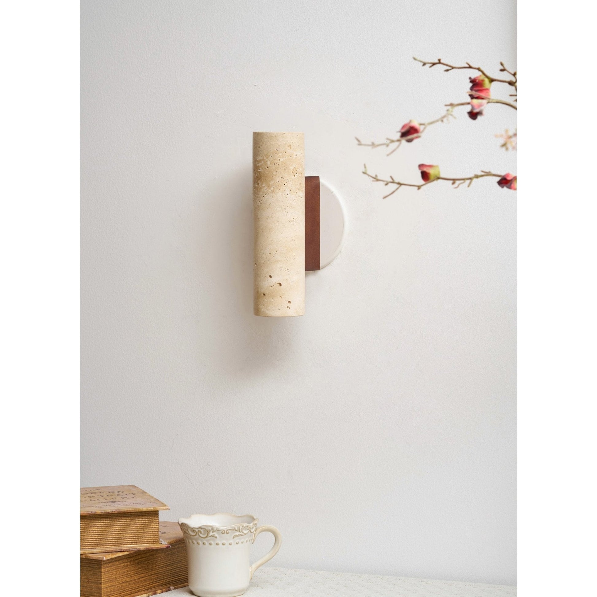 Celore Cylinder-Wood Travertine Wall Light - Blowlighting