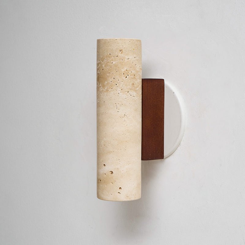 Celore Cylinder-Wood Travertine Wall Light - Blowlighting