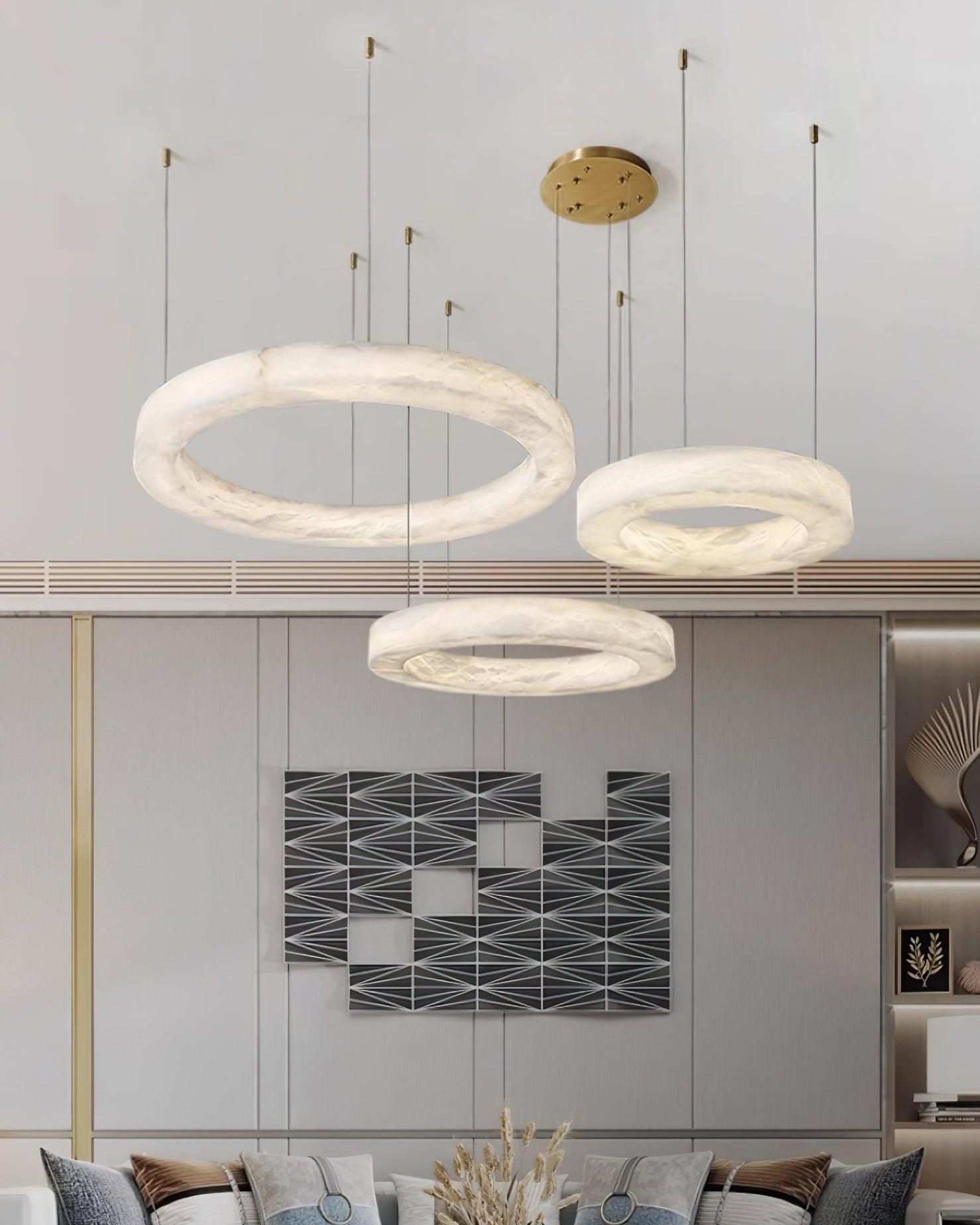 Olloros Alabaster Multi-Ring Pendant Light - Blowlighting