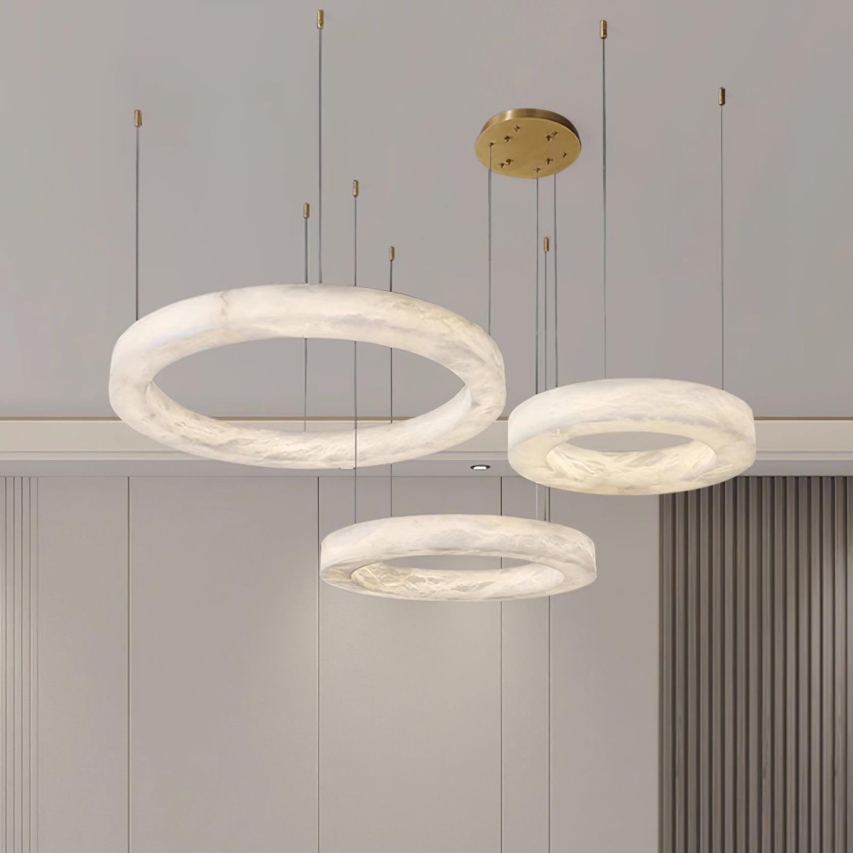Olloros Alabaster Multi-Ring Pendant Light - Blowlighting